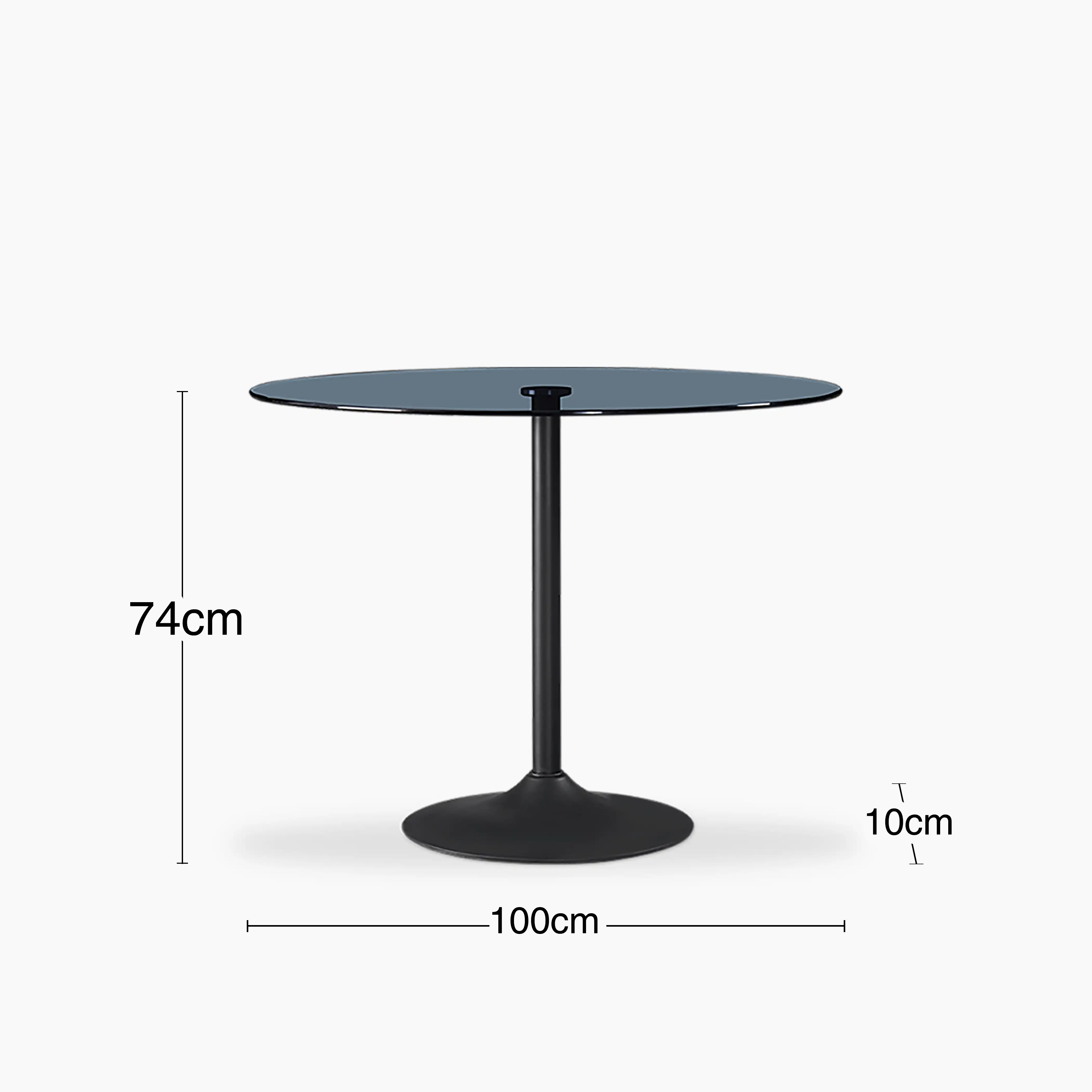 Ida 4 Seat Round Dining Table | Smoked Glass & Black - Image 5