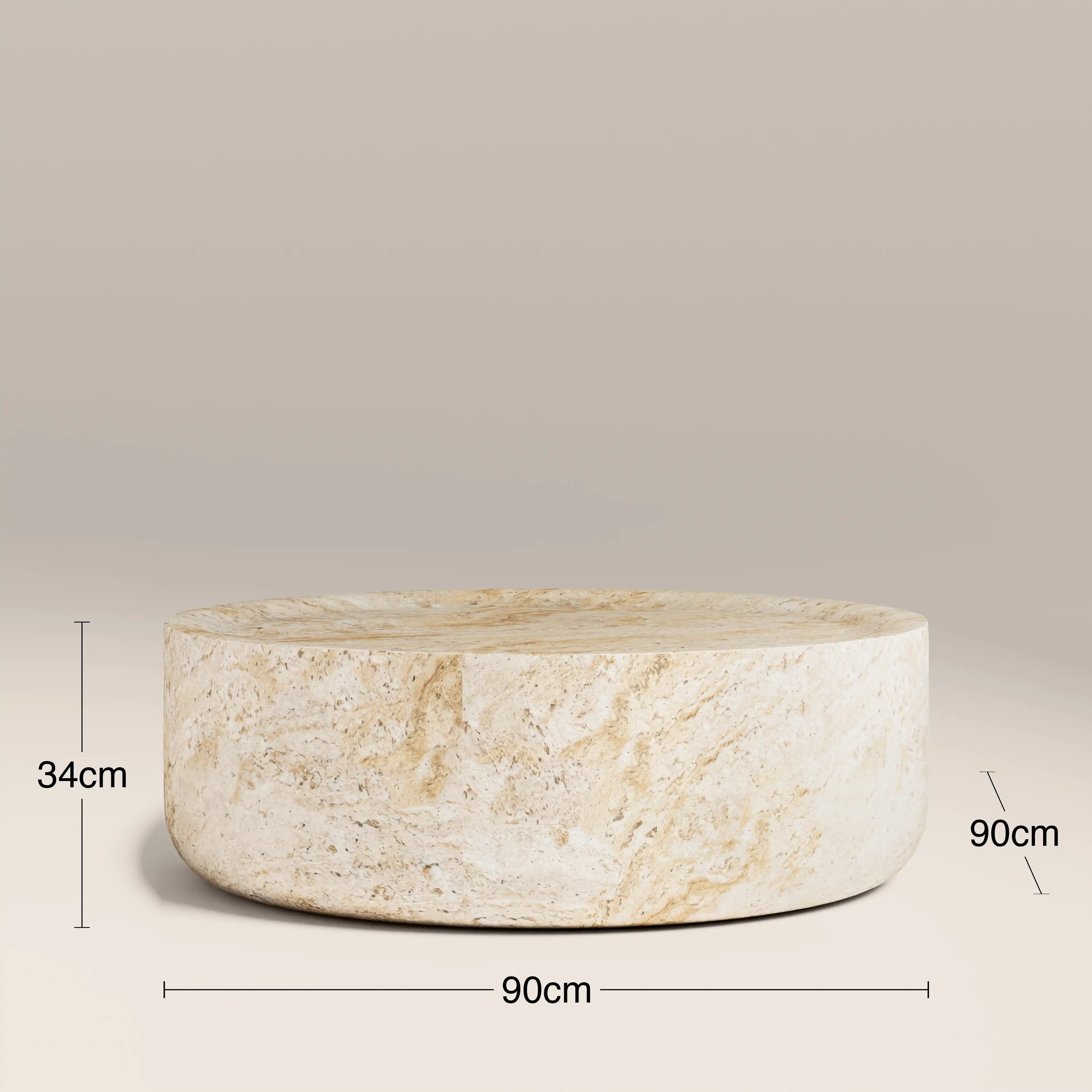 Ingrid Round Coffee Table | Natural Travertine Effect - Image 4