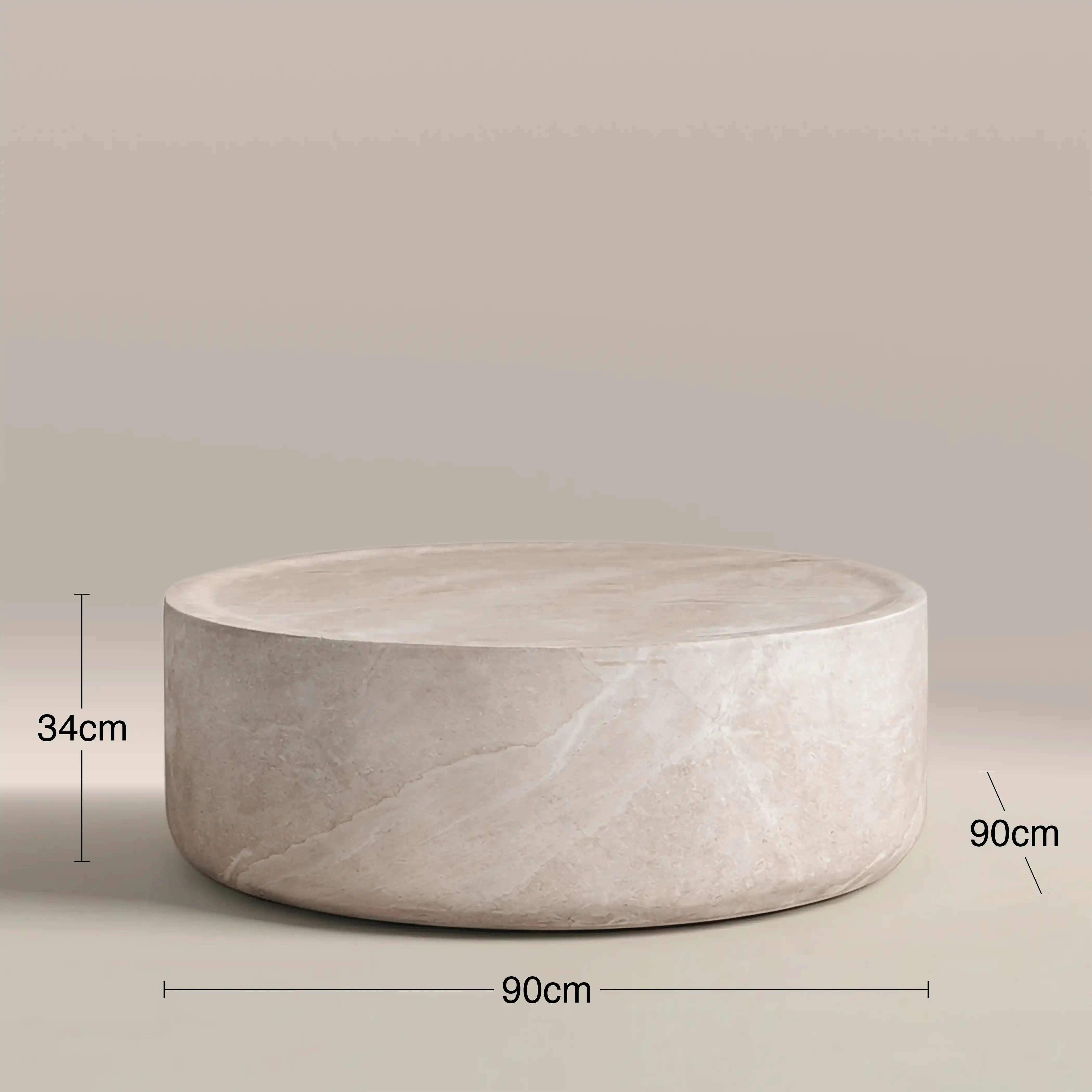 Ingrid Round Coffee Table | Stone Effect - Image 5