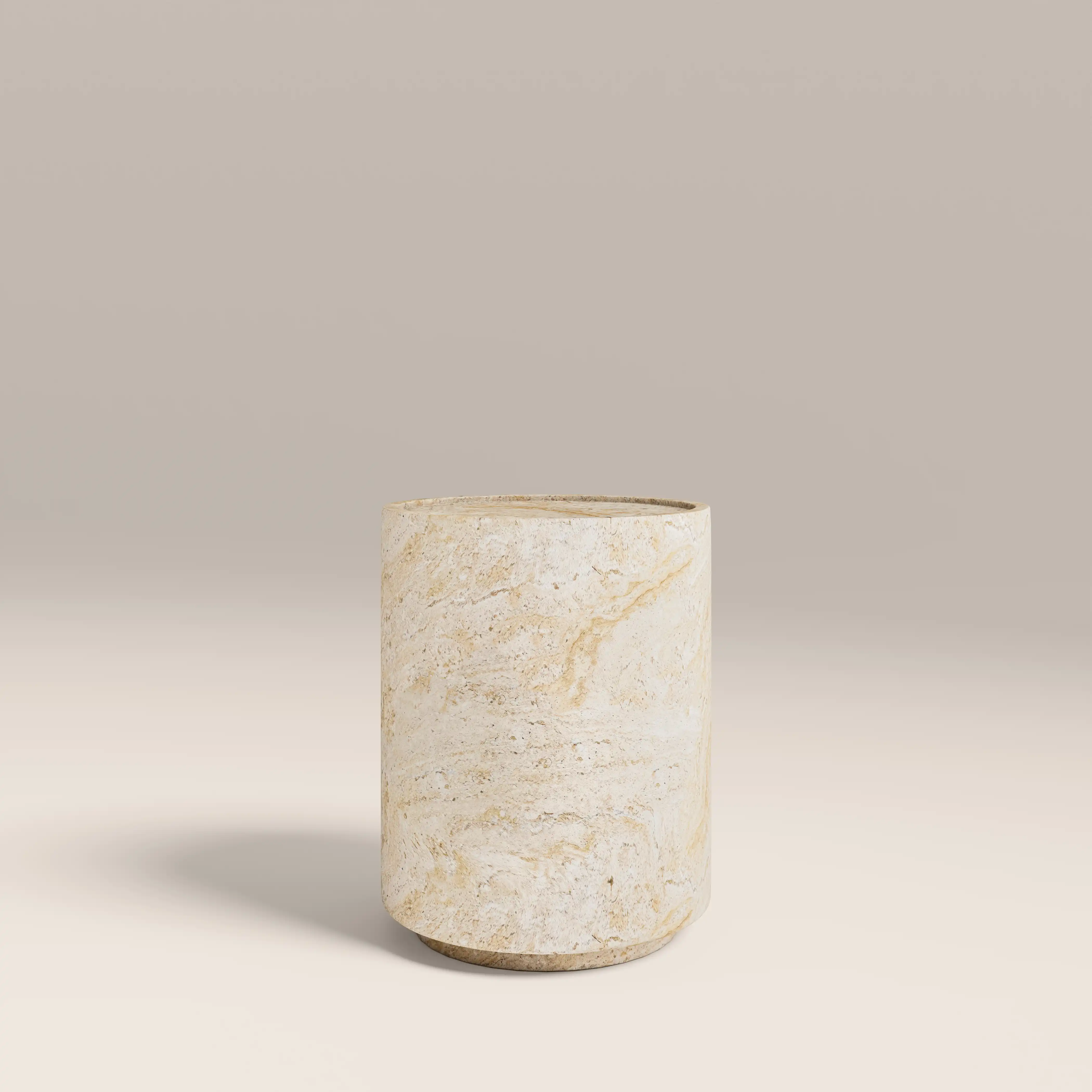 Ingrid Round Side Table | Natural Travertine Effect - Image 2