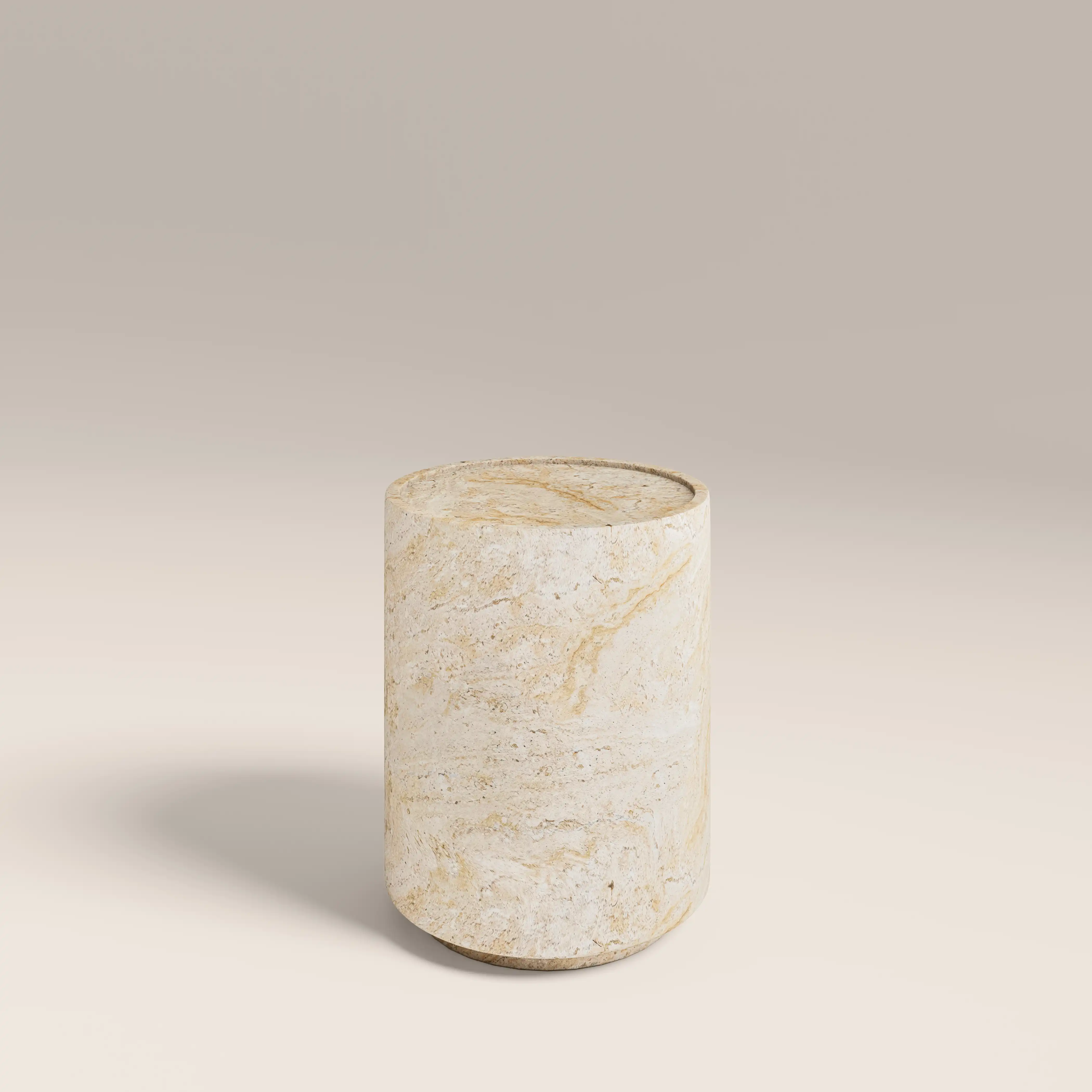 Ingrid Round Side Table | Natural Travertine Effect - Image 3