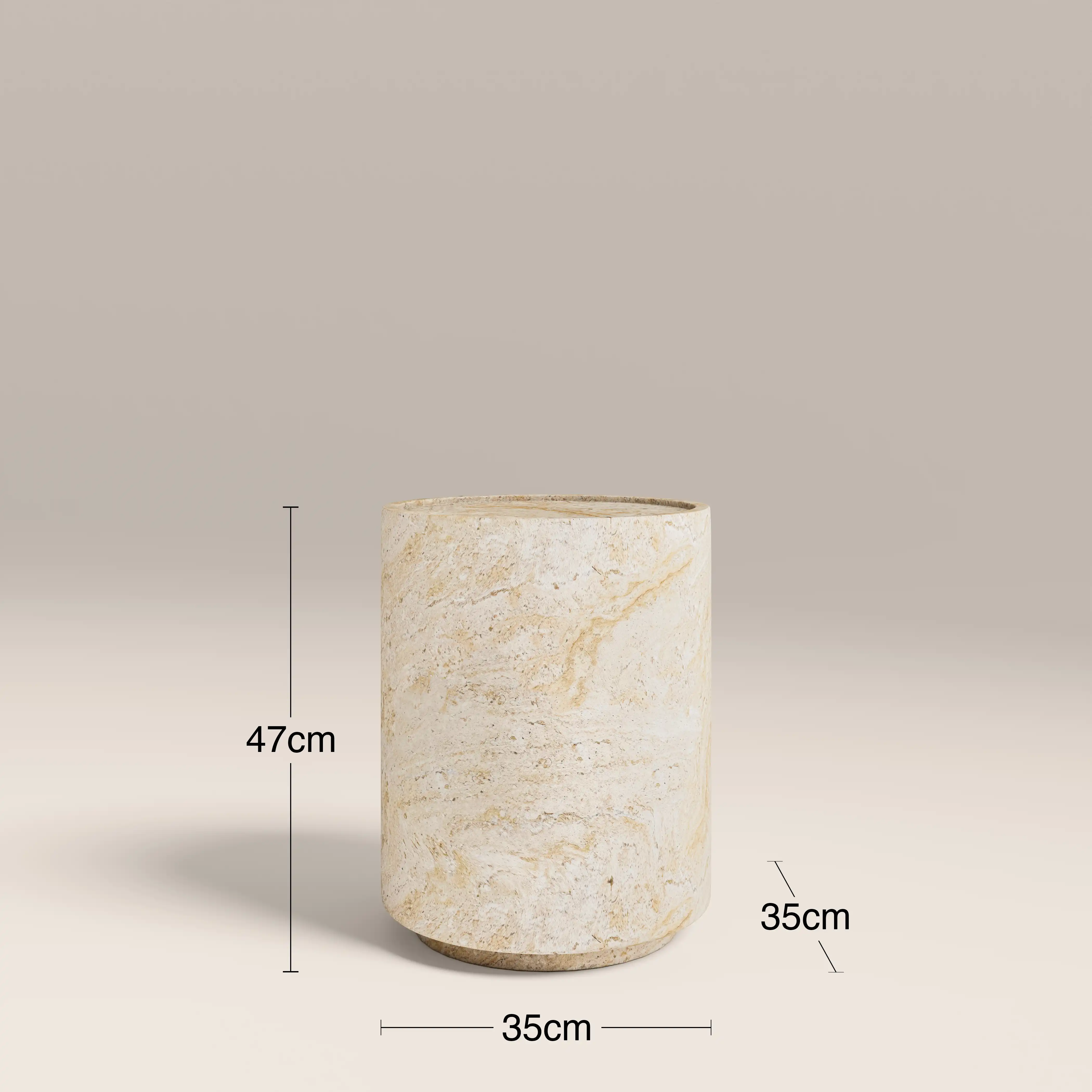 Ingrid Round Side Table | Natural Travertine Effect - Image 5
