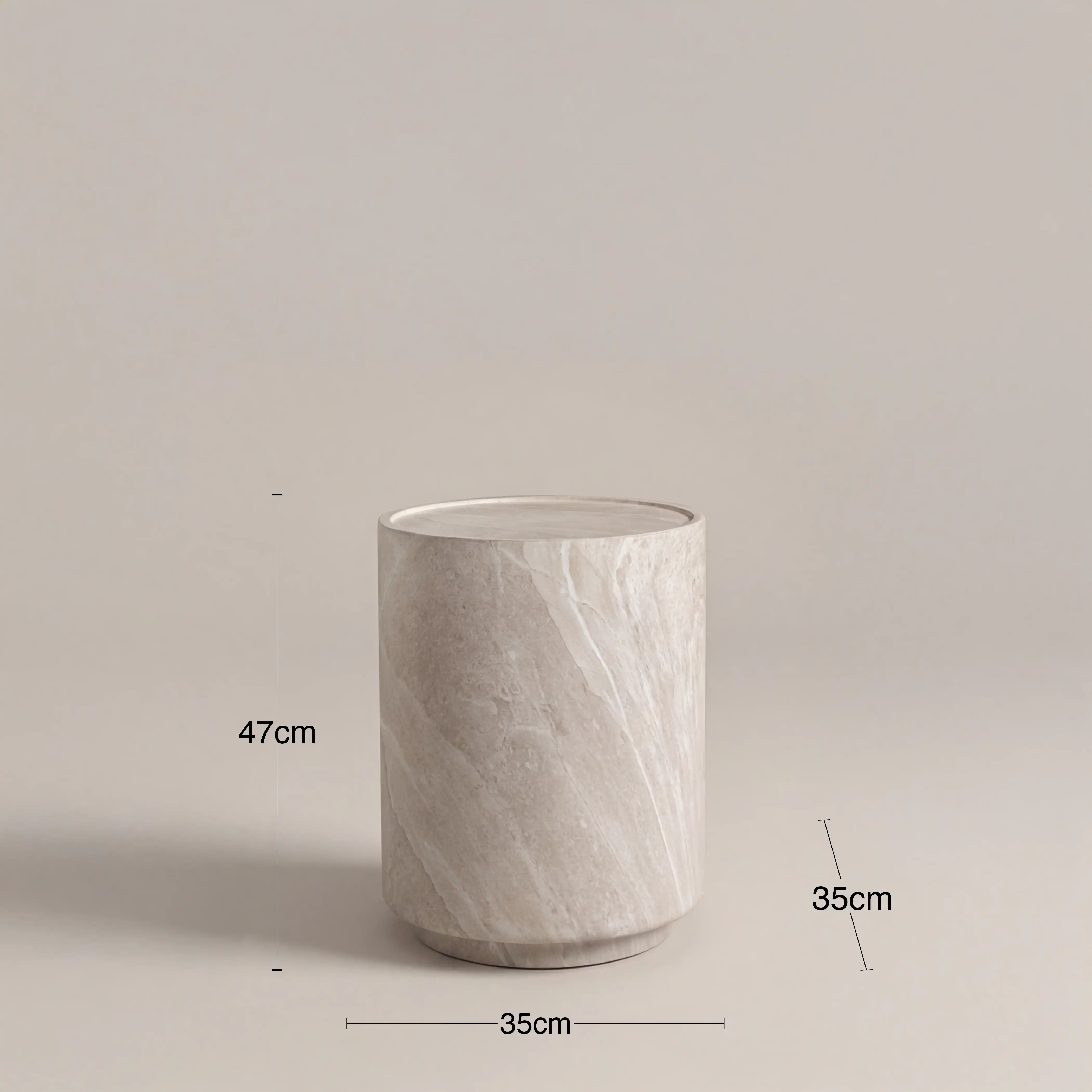Ingrid Round Side Table | Stone Effect - Image 4