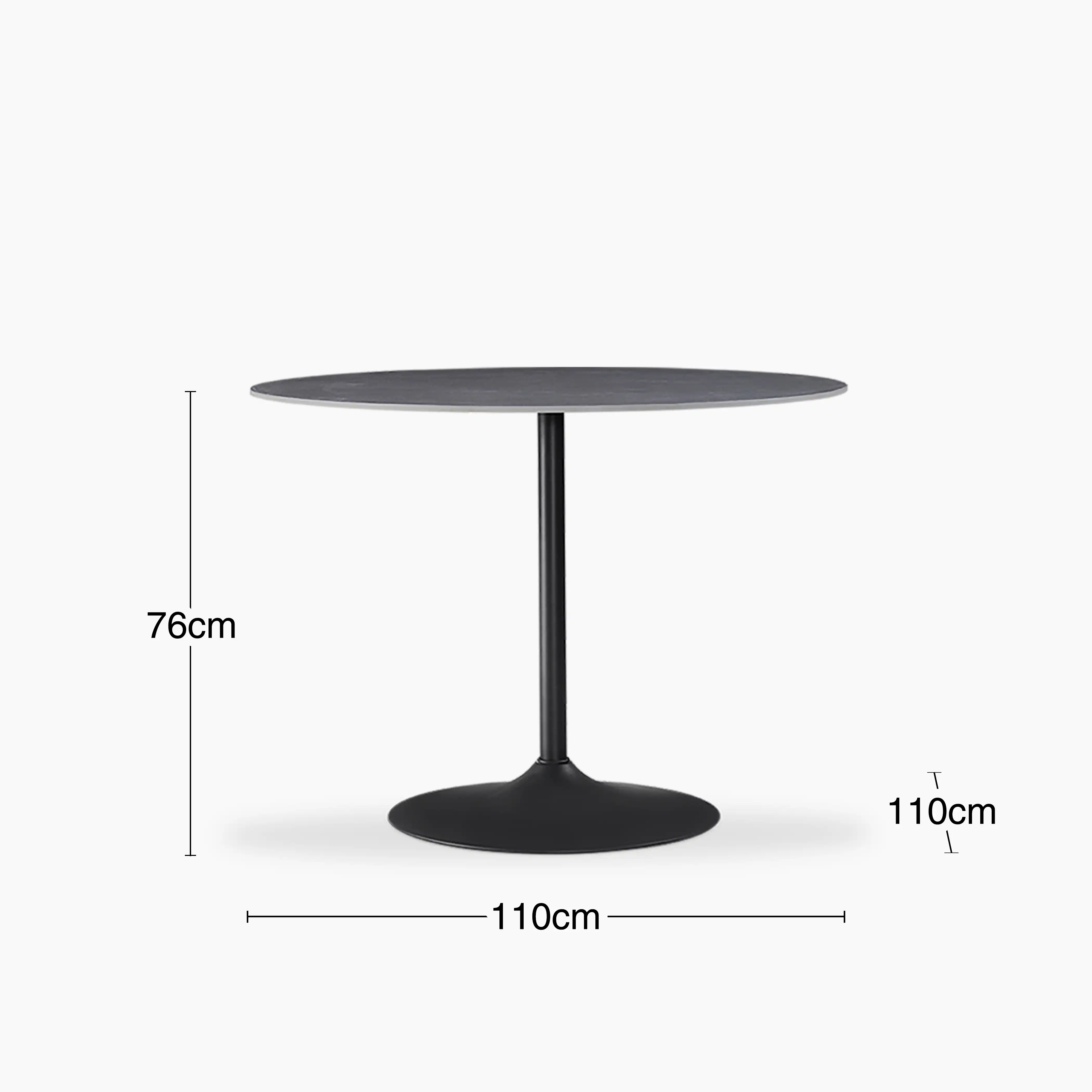 Isla 4 Seat Round Dining Table | Grey Ceramic & Black - Image 4