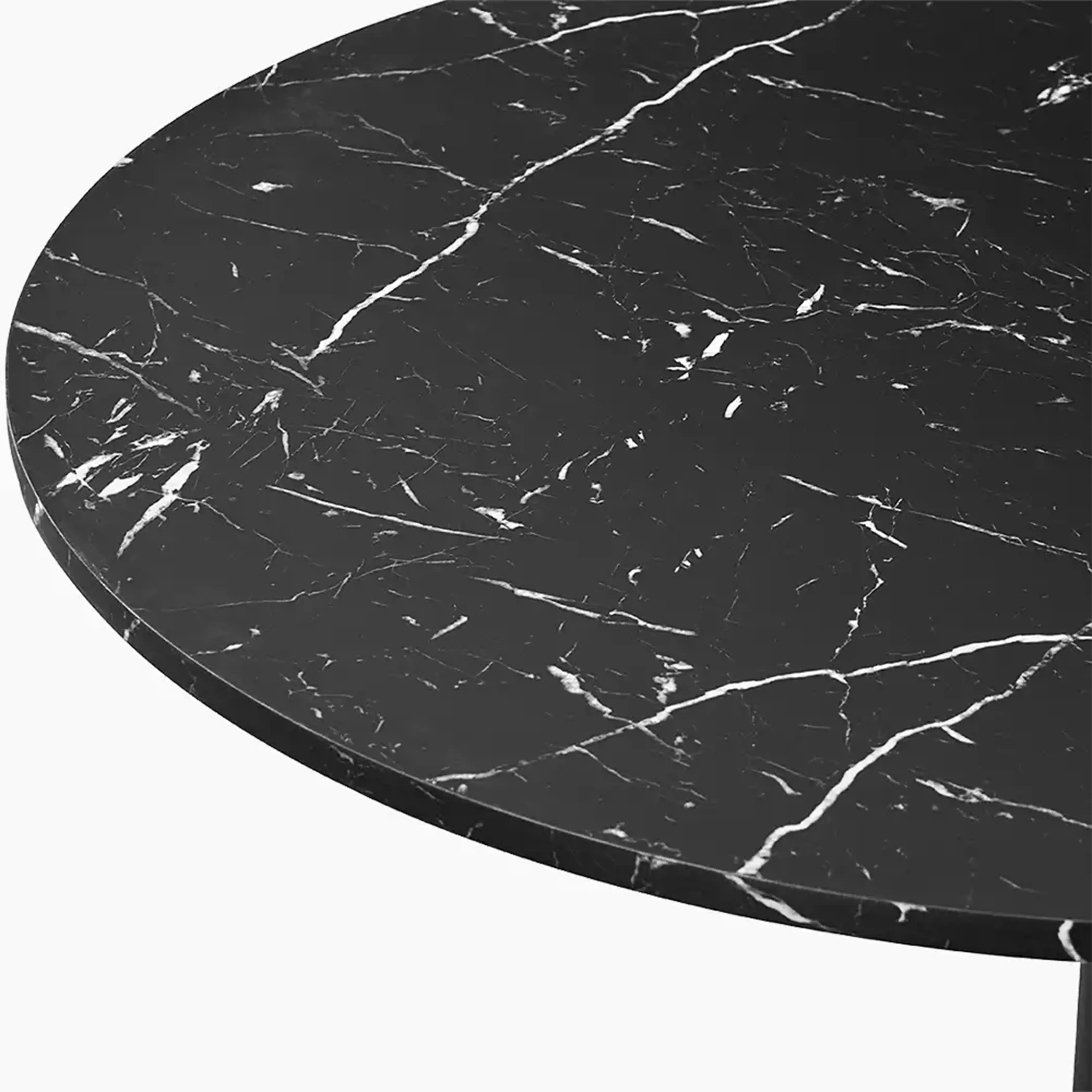 Isla 4 Seat Round Dining Table | Black Marble Effect & Black - Image 4