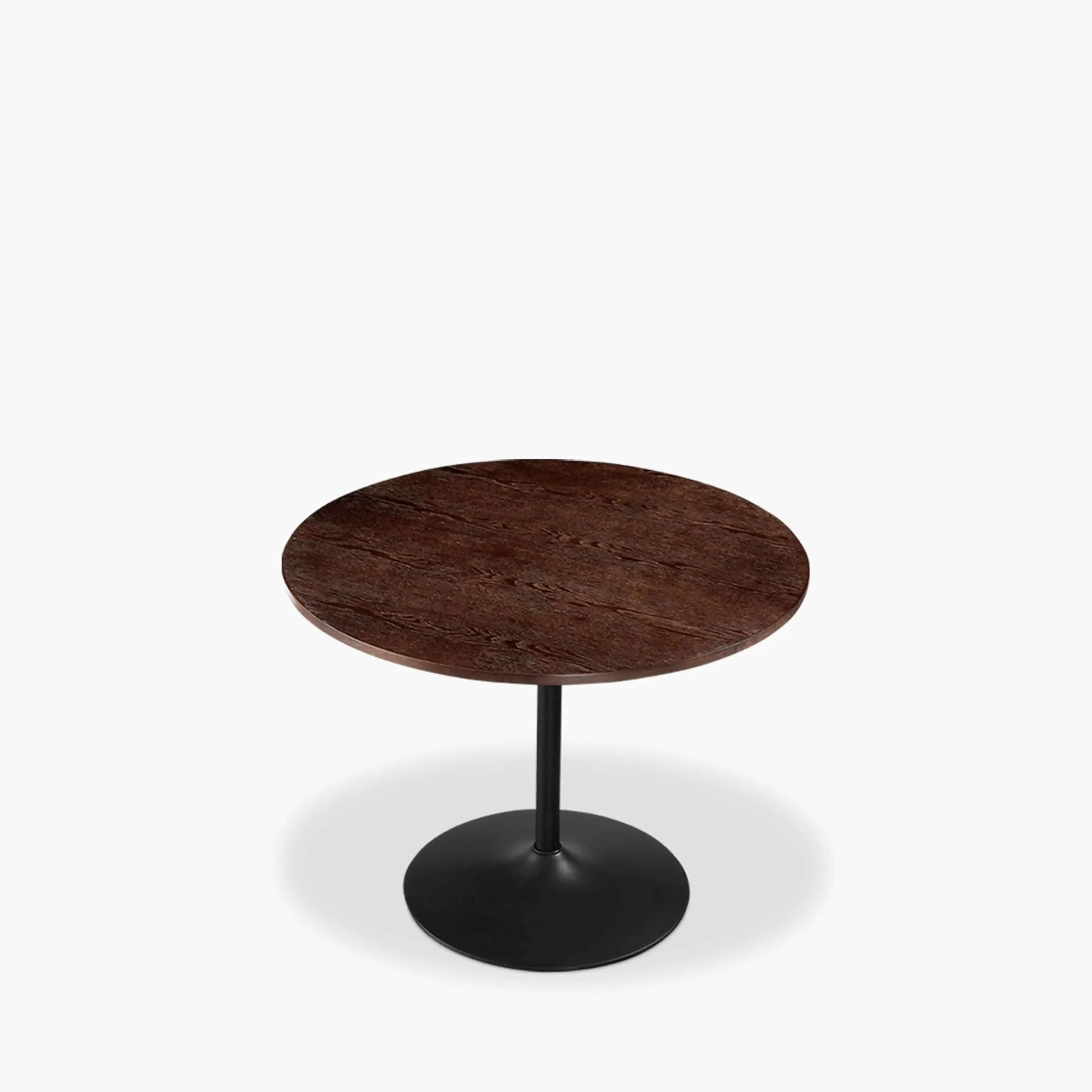 Isla 4 Seat Round Wooden Dining Table | Walnut & Black - Image 3