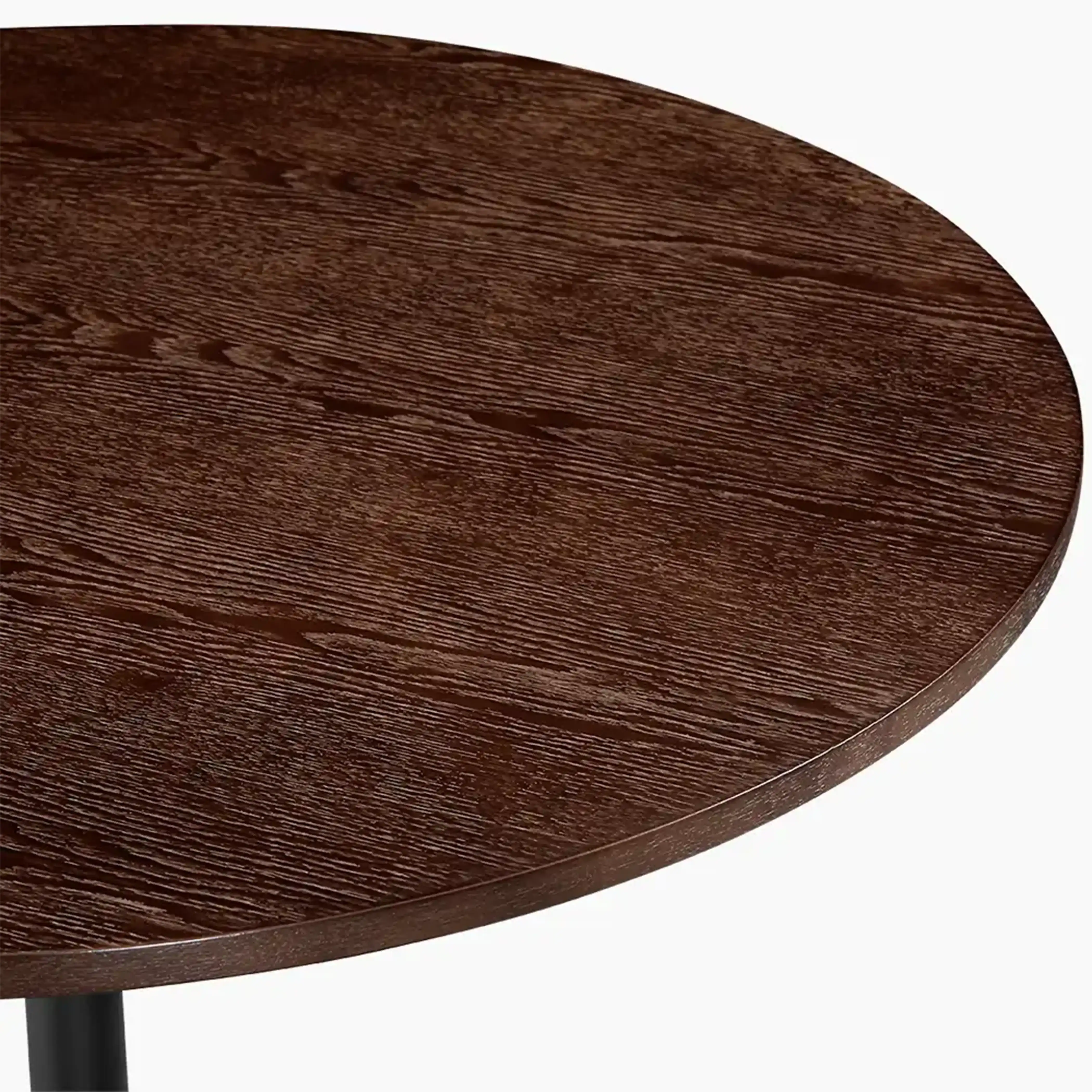 Isla 4 Seat Round Wooden Dining Table | Walnut & Black - Image 4