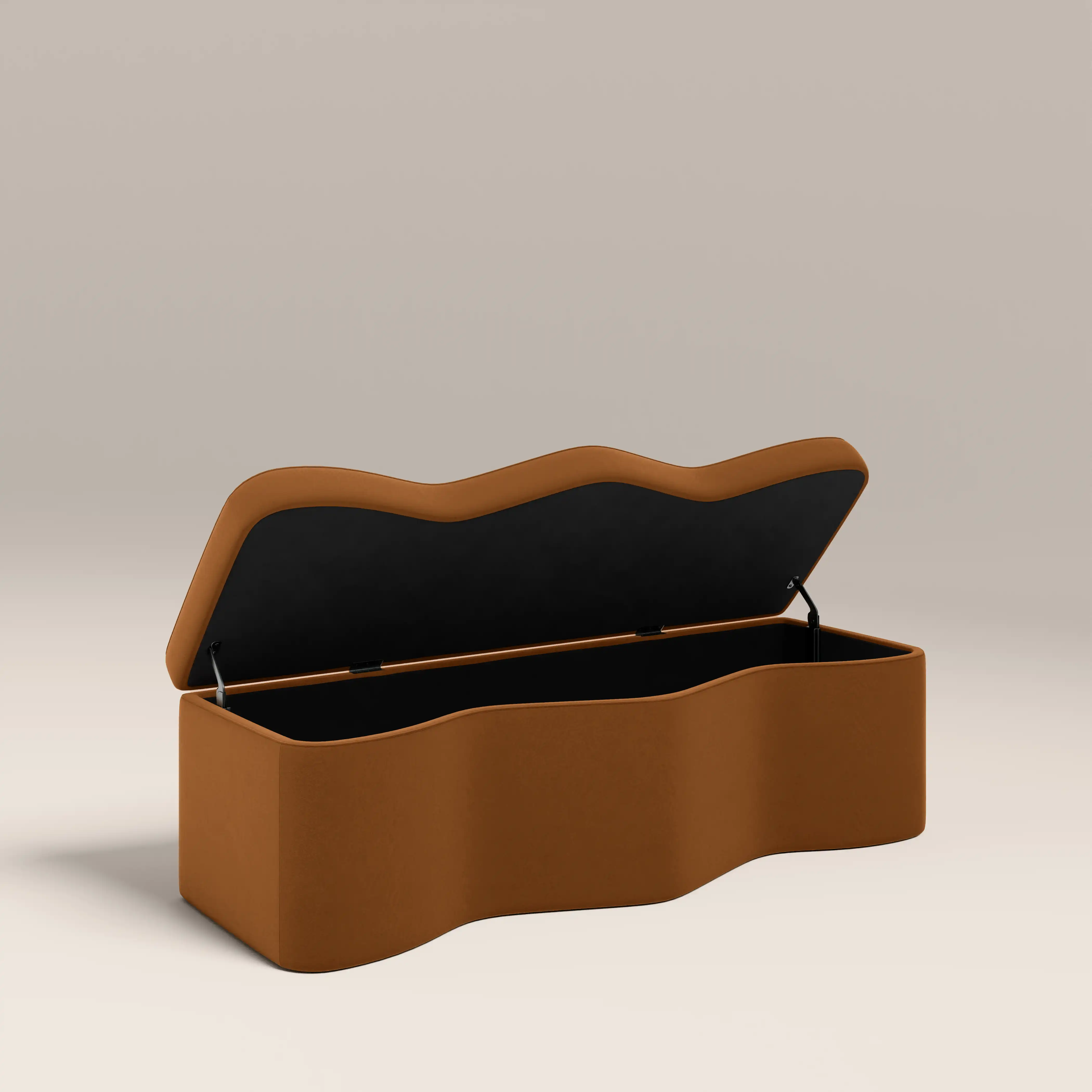 Ivan Storage Ottoman | Caramel Brown Sustainable Mohair Velvet - Image 2