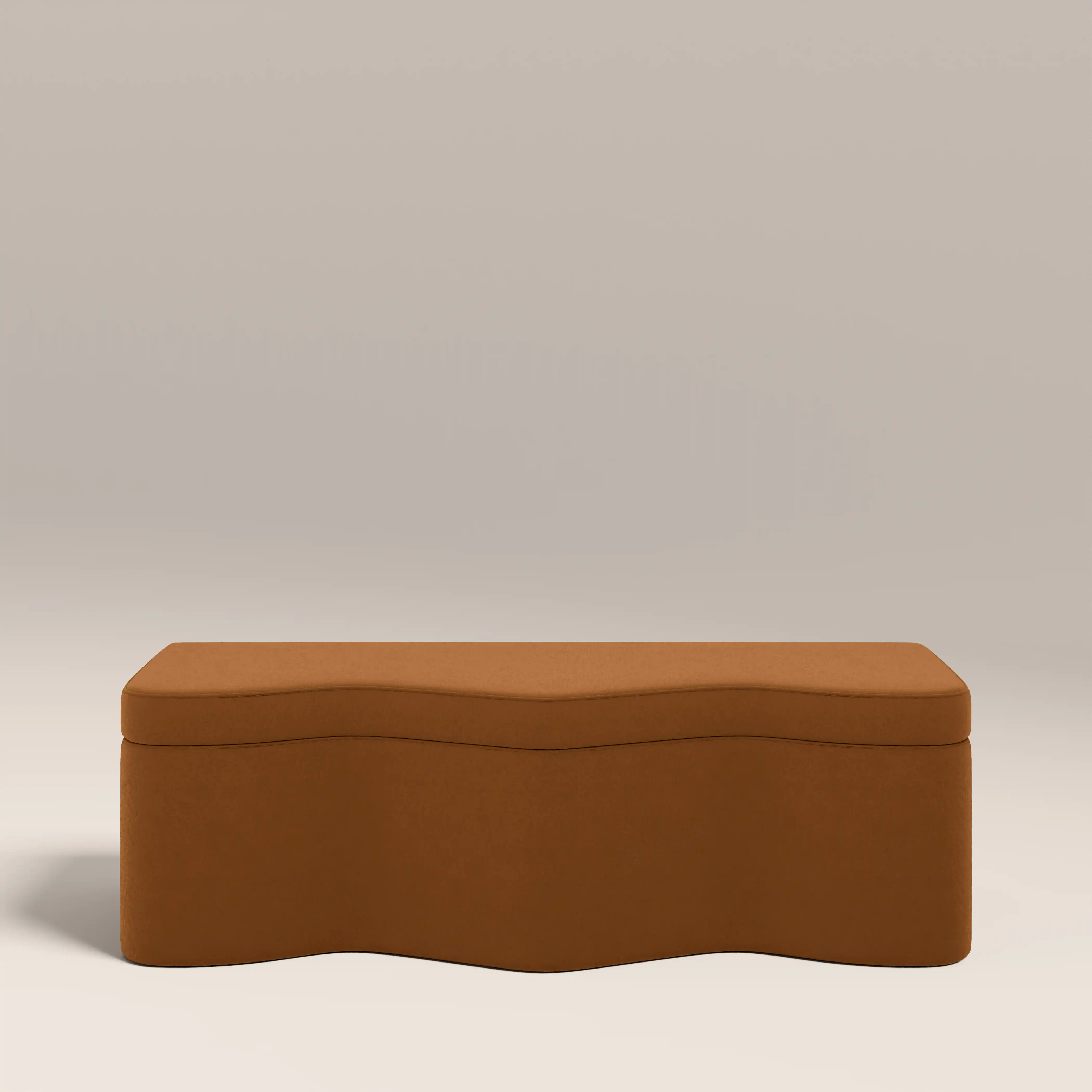 Ivan Storage Ottoman | Caramel Brown Sustainable Mohair Velvet - Image 4