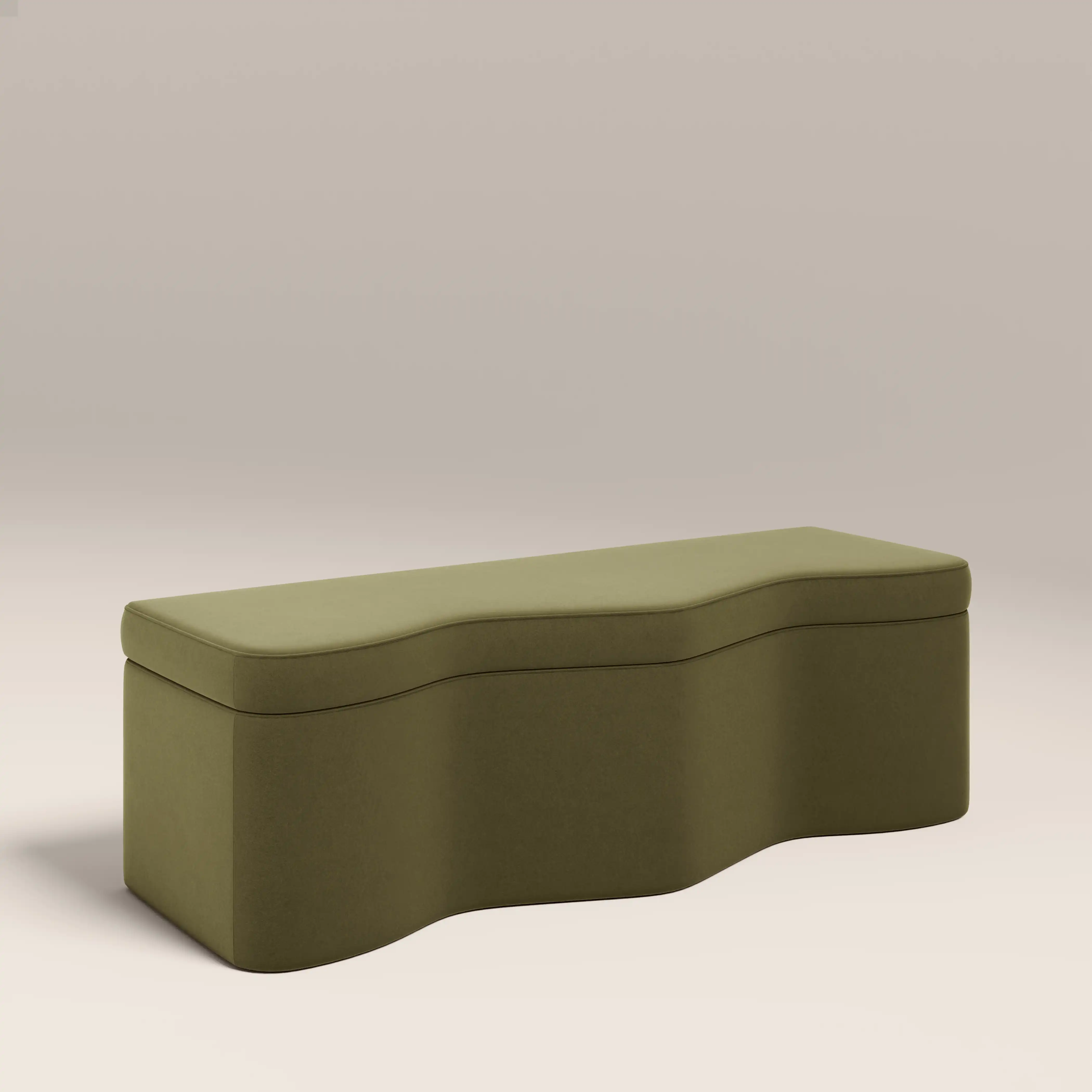 Ivan Storage Ottoman | Moss Green Sustainable Mohair Velvet - Image 2