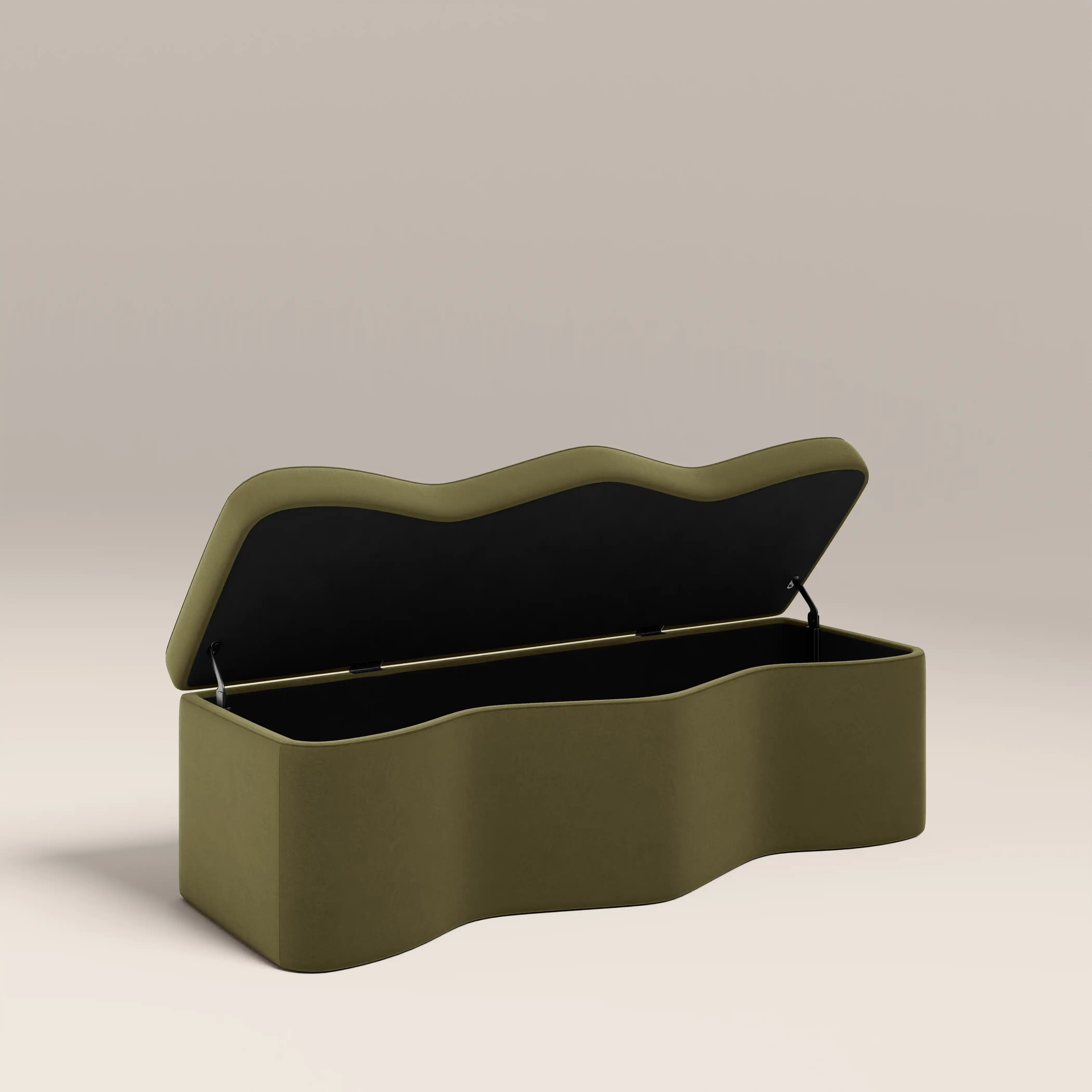 Ivan Storage Ottoman | Moss Green Sustainable Mohair Velvet - Image 3