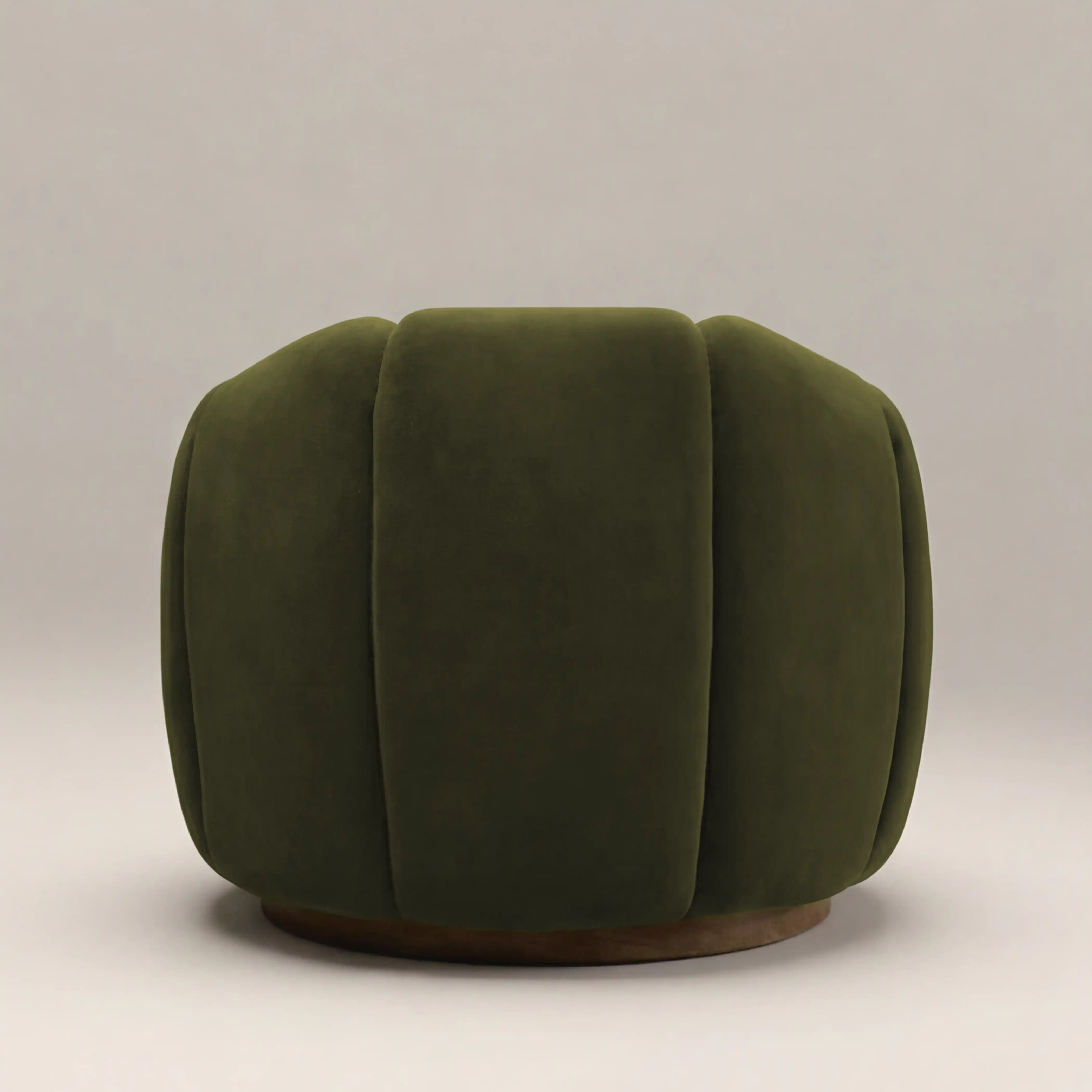 Ivy Swivel Armchair | Olive Green Sustainable Velvet & Walnut - Image 6