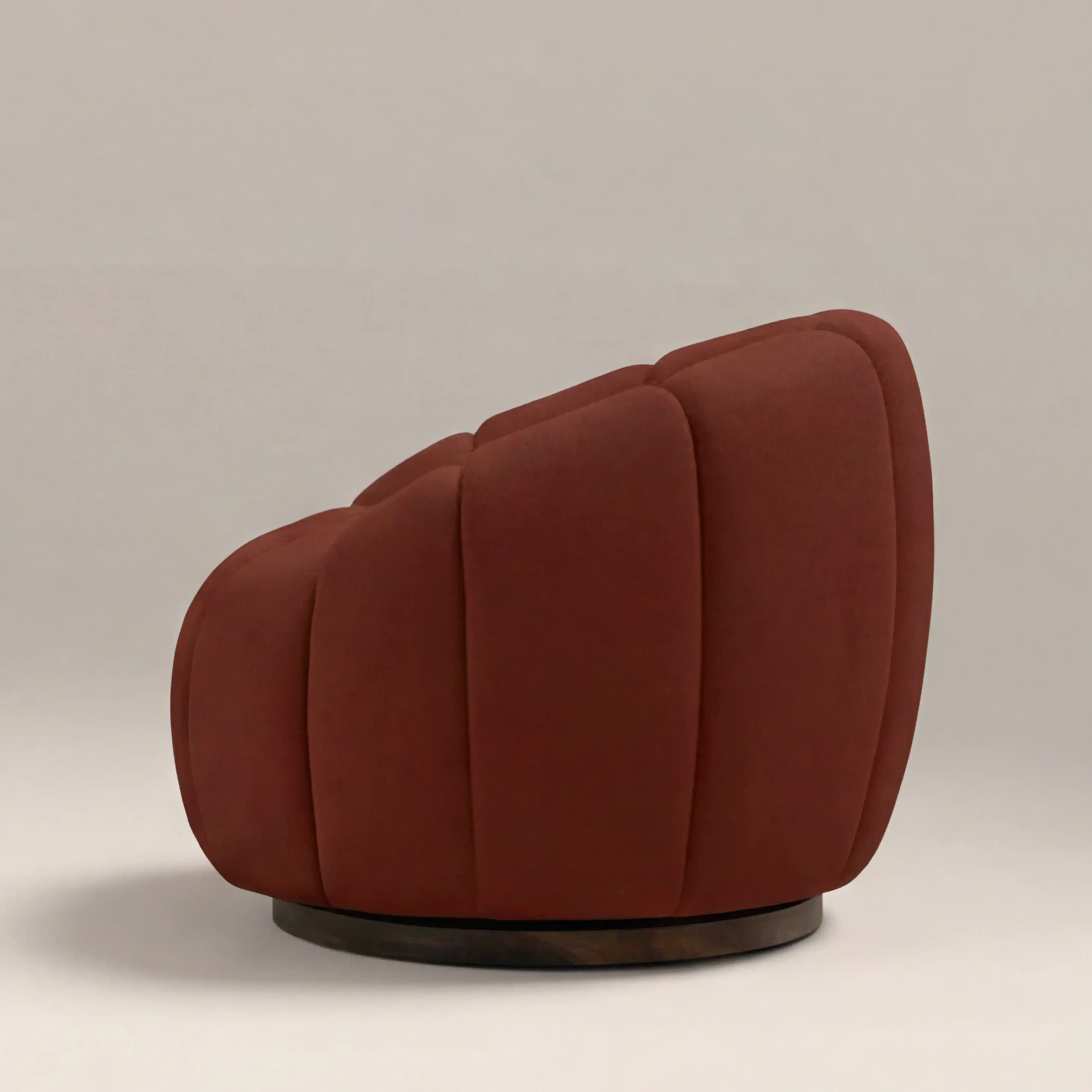 Ivy Swivel Armchair | Rust Red Sustainable Velvet & Walnut - Image 5