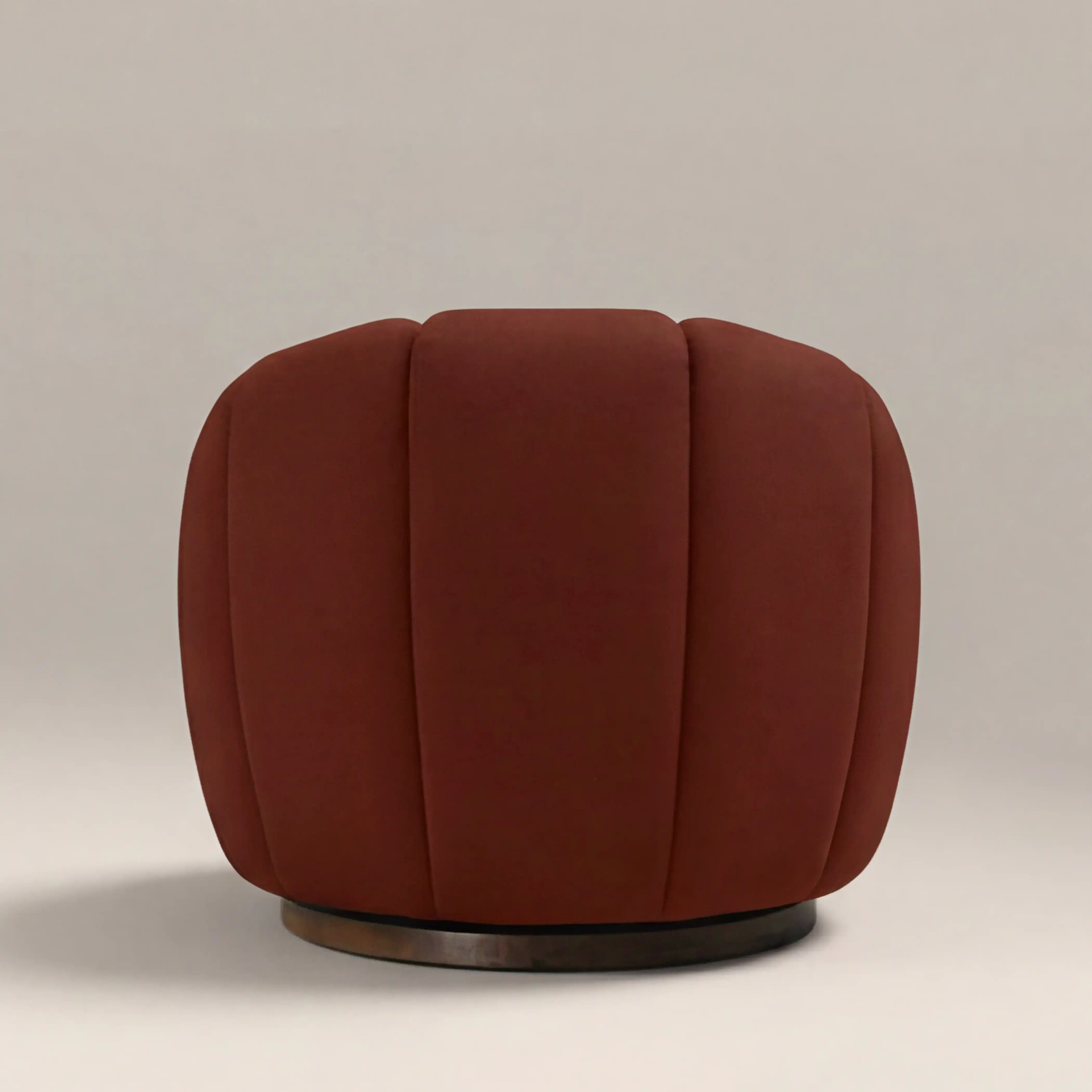 Ivy Swivel Armchair | Rust Red Sustainable Velvet & Walnut - Image 6