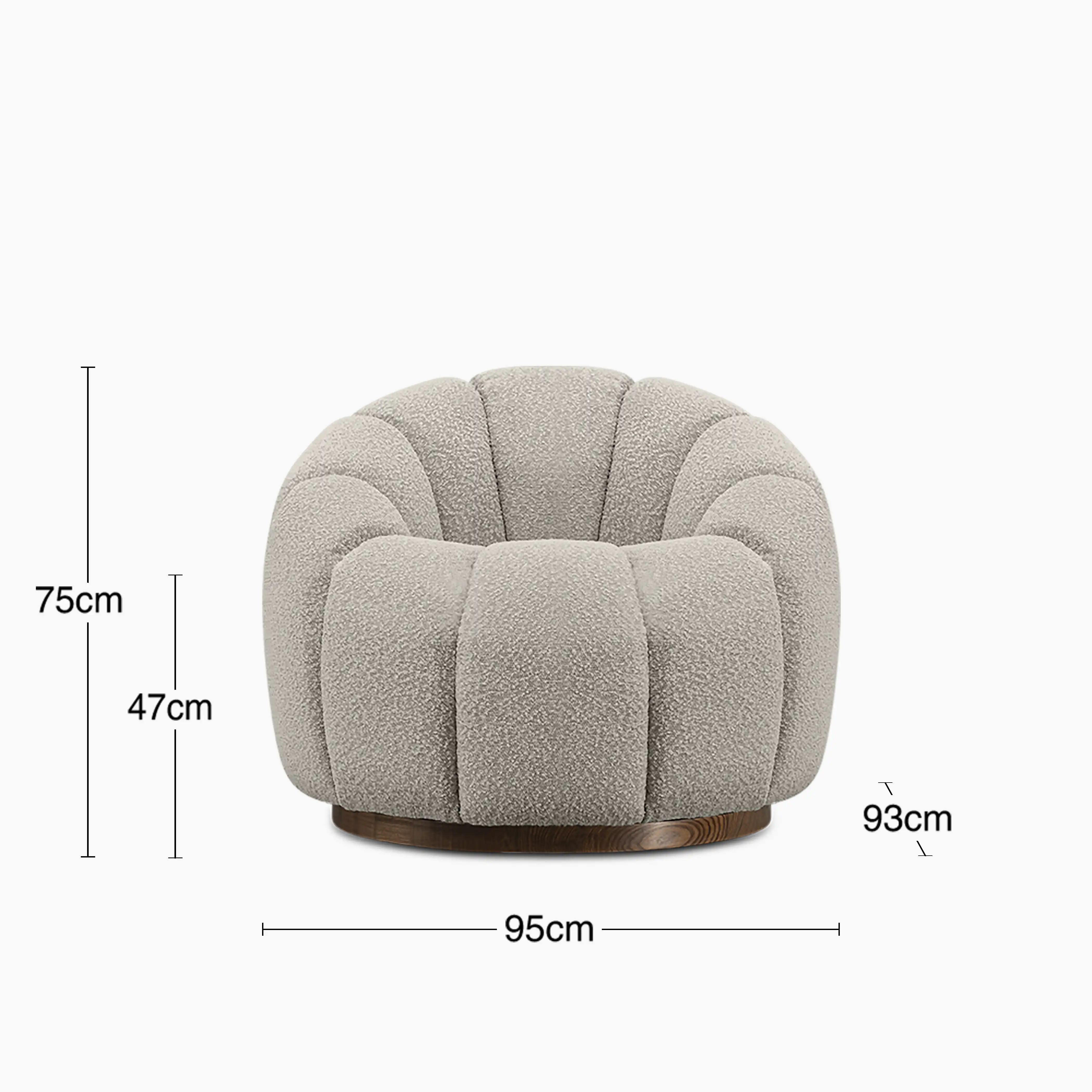 Ivy Swivel Armchair | Speckled Stone Sustainable Boucle & Walnut - Image 9