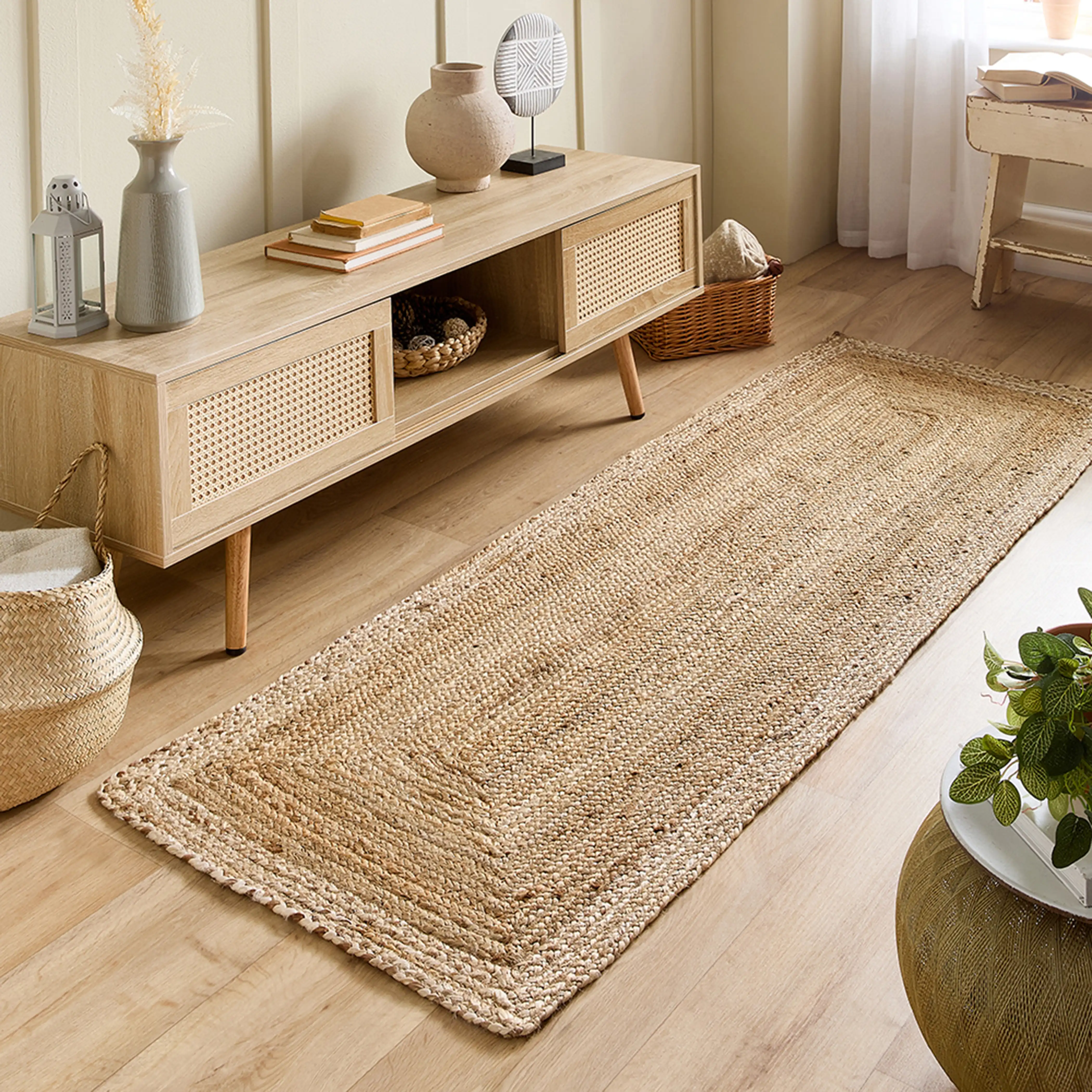 Jenson Border Jute Runner | White - Image 2