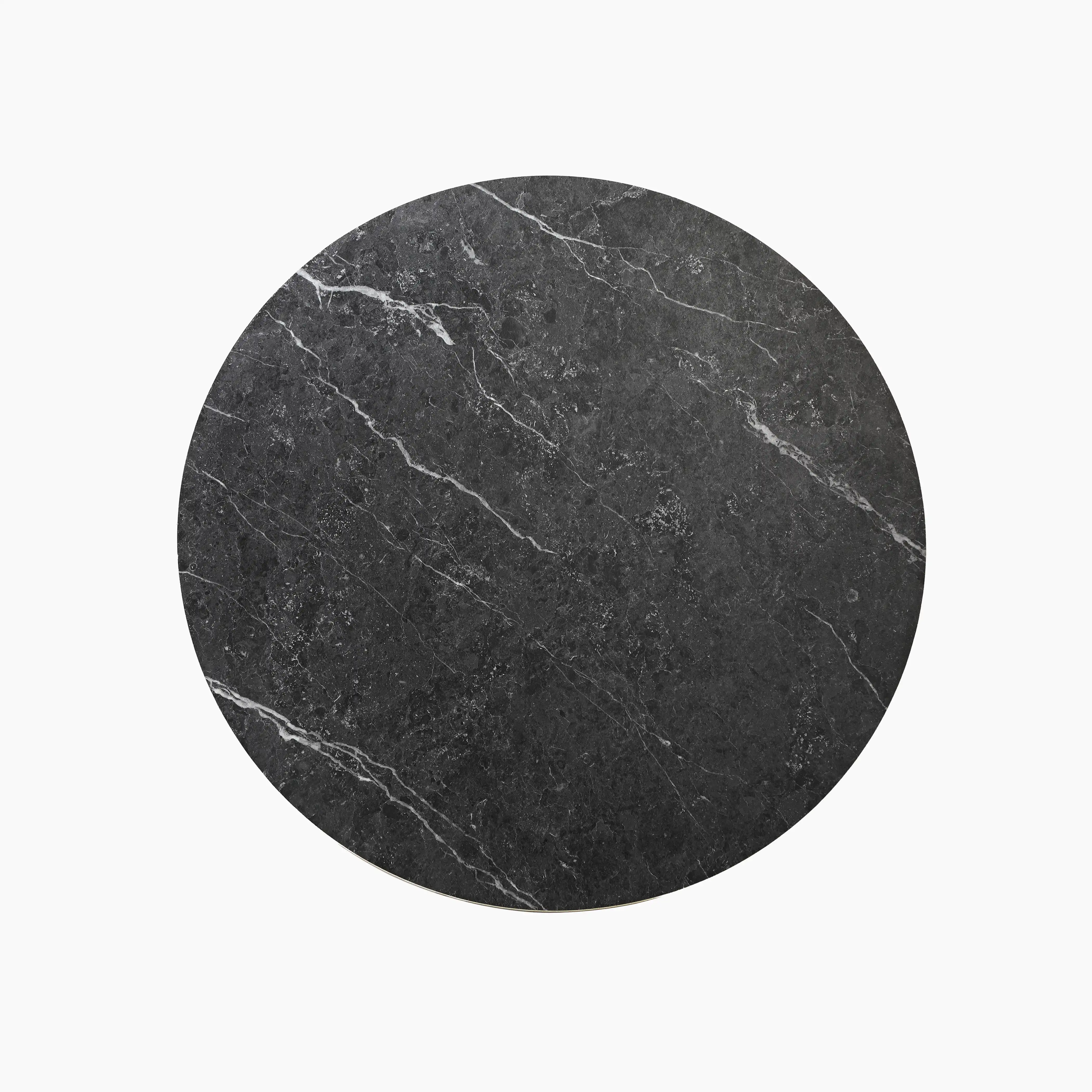 Jonas Round Table Top | Black Marble Effect & Brass - Image 2