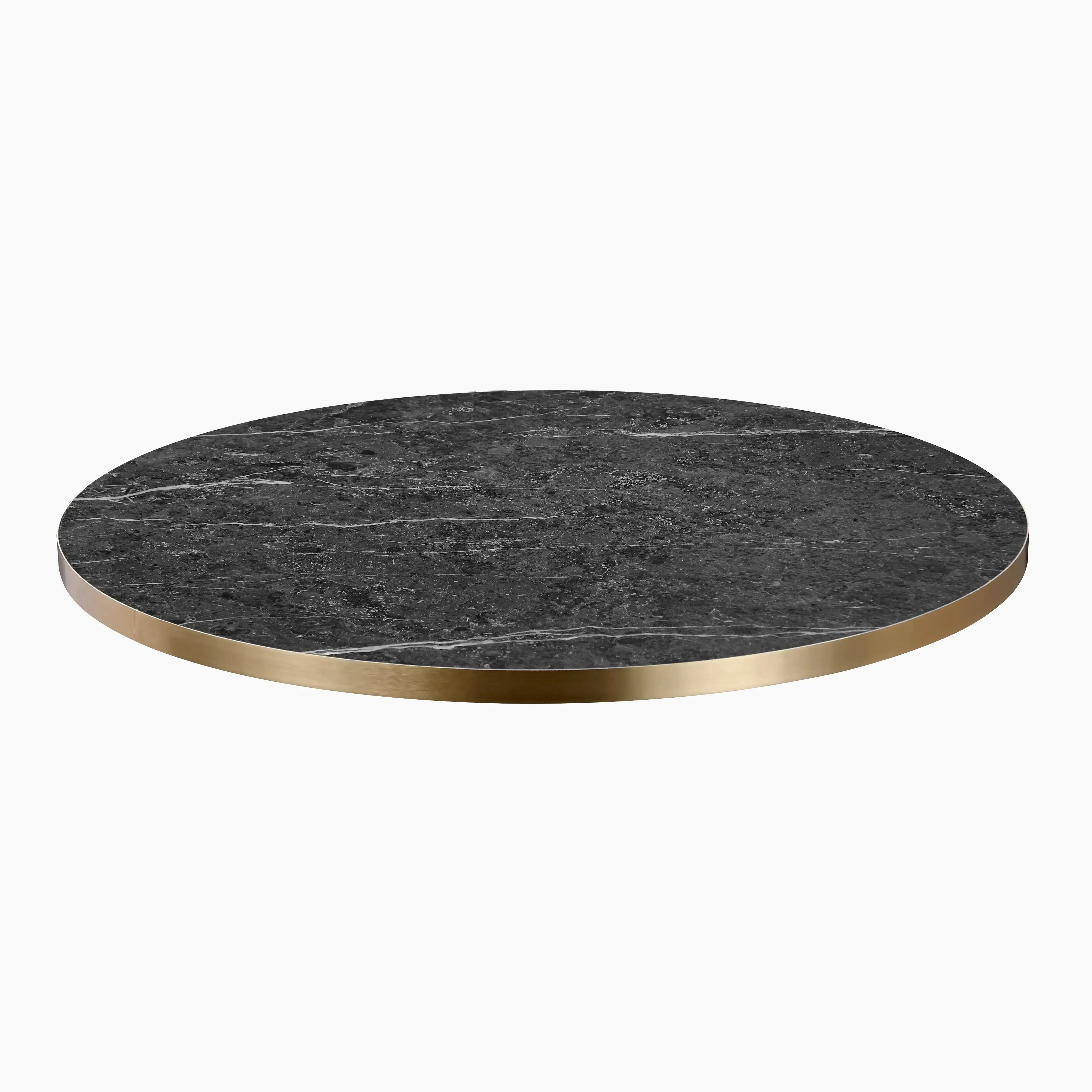 Jonas Round Table Top | Black Marble Effect & Brass - Image 4