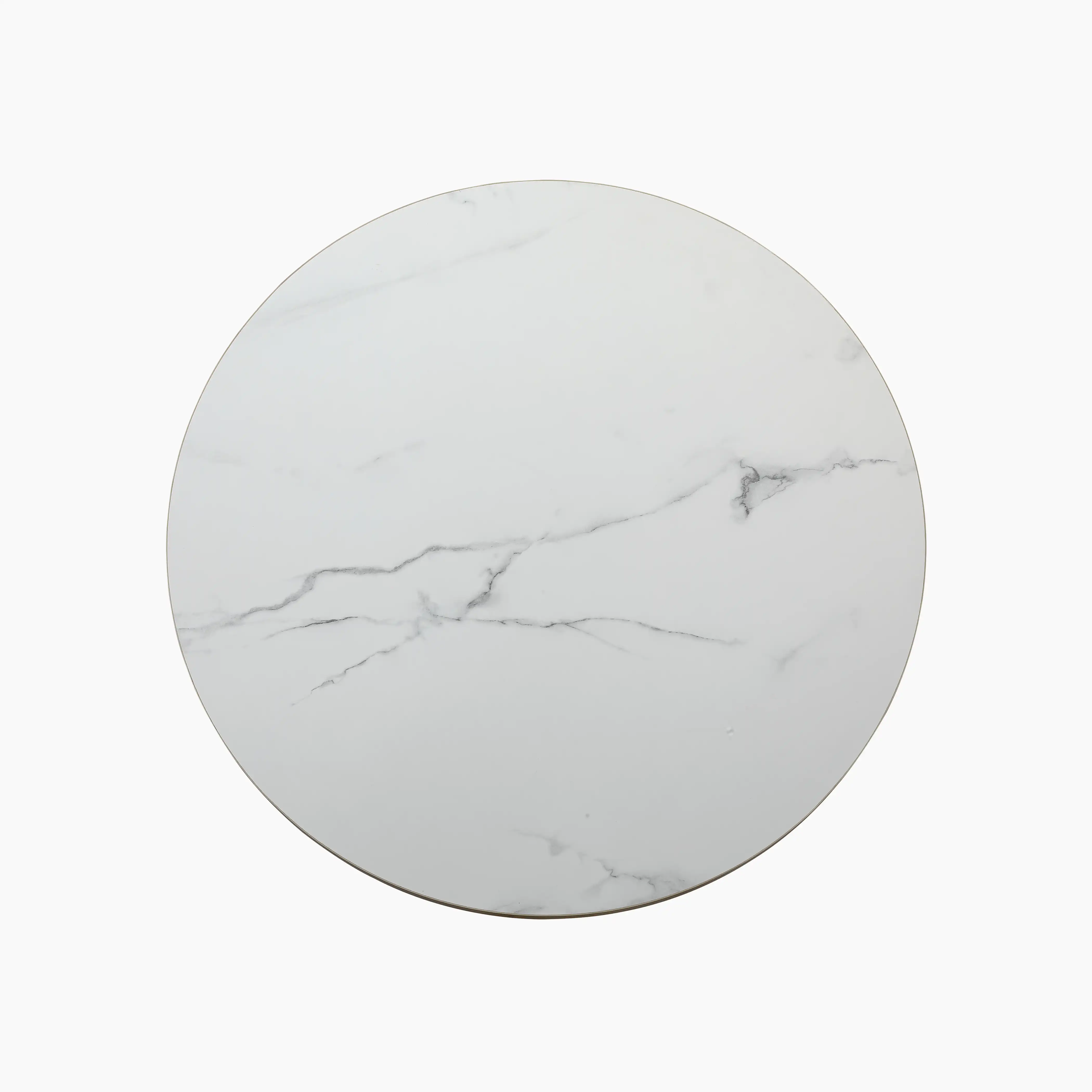 Jonas Round Table Top | White Marble Effect & Brass - Image 2