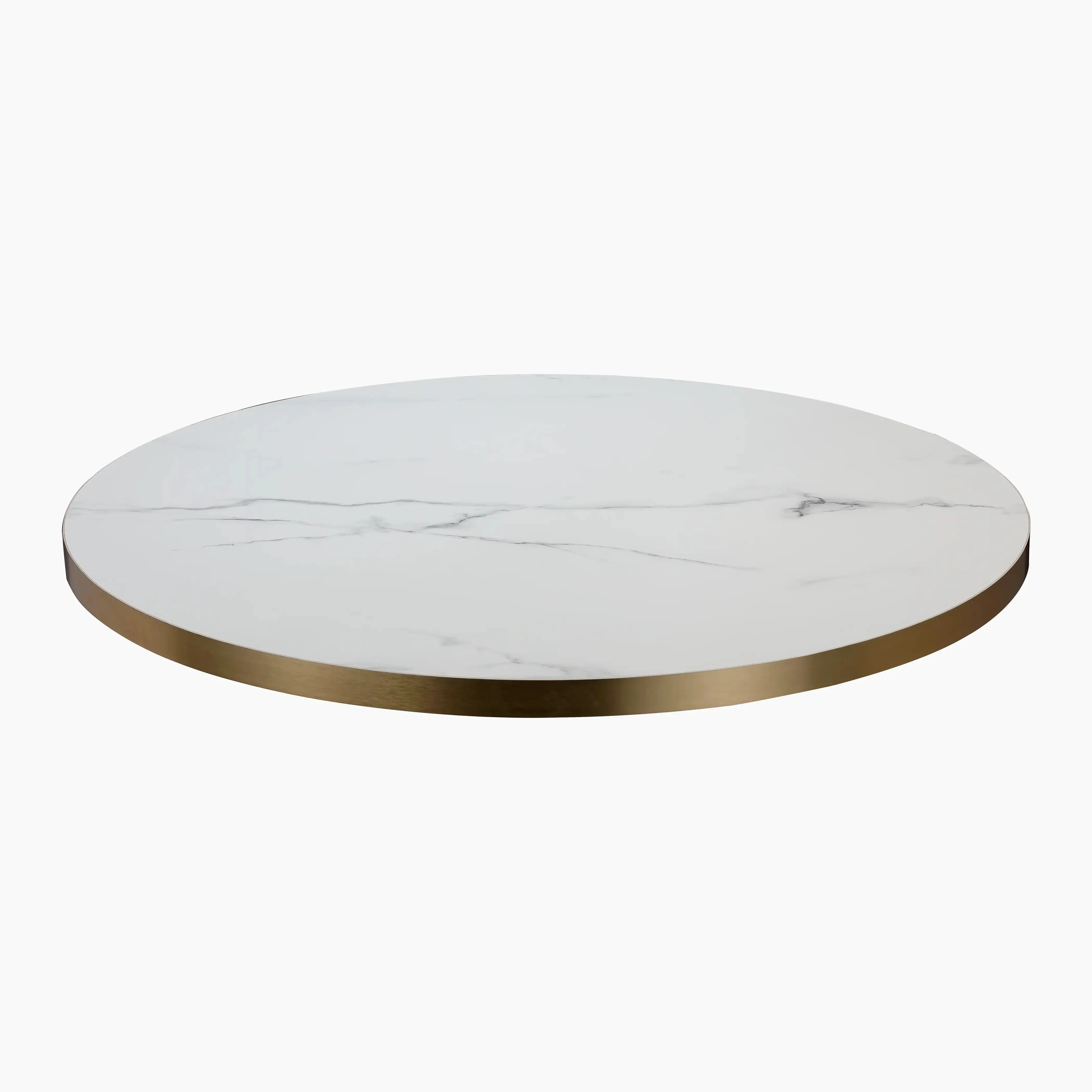 Jonas Round Table Top | White Marble Effect & Brass - Image 4