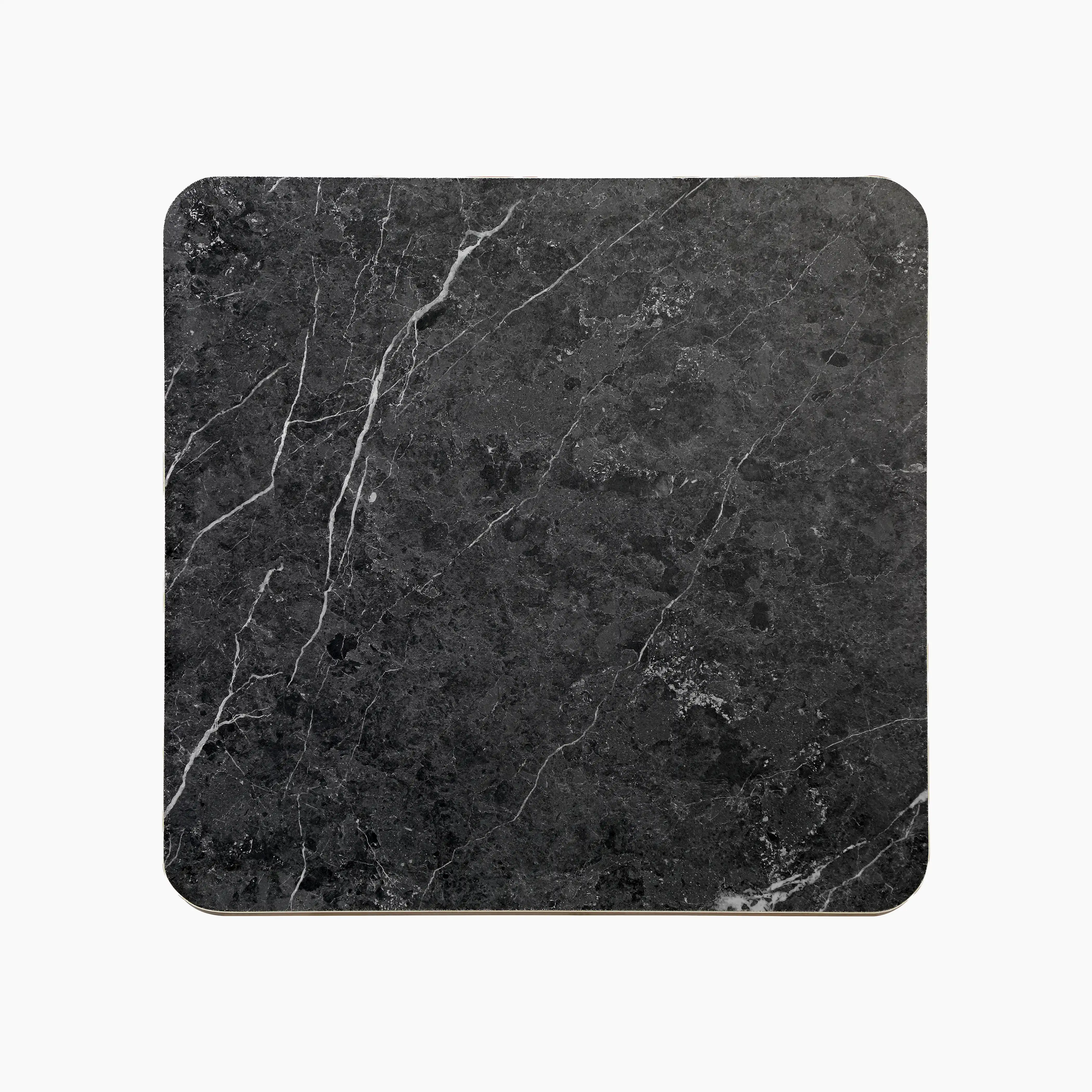 Jonas Square Table Top | Black Marble Effect & Brass - Image 2
