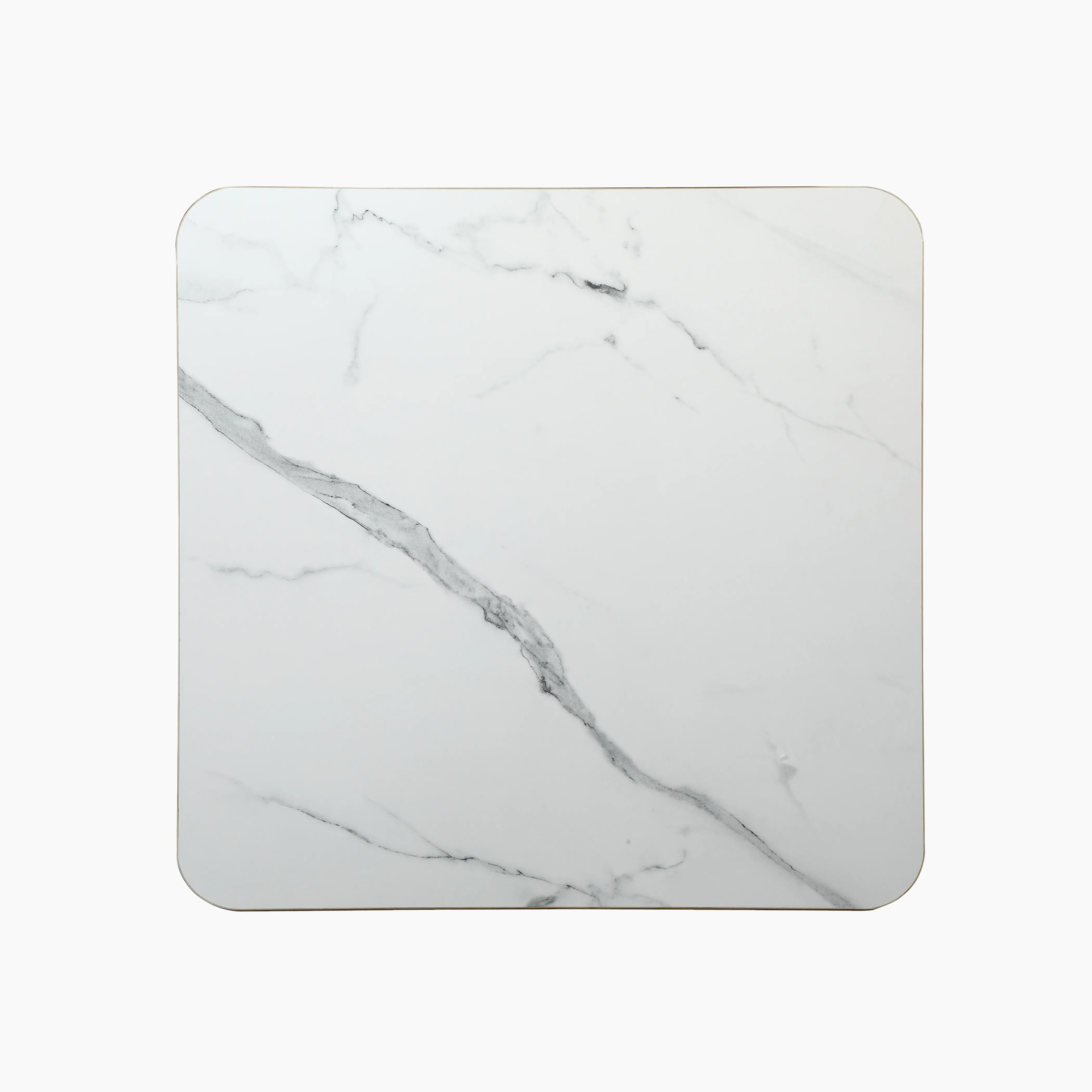 Jonas Square Table Top | White Marble Effect & Brass - Image 2