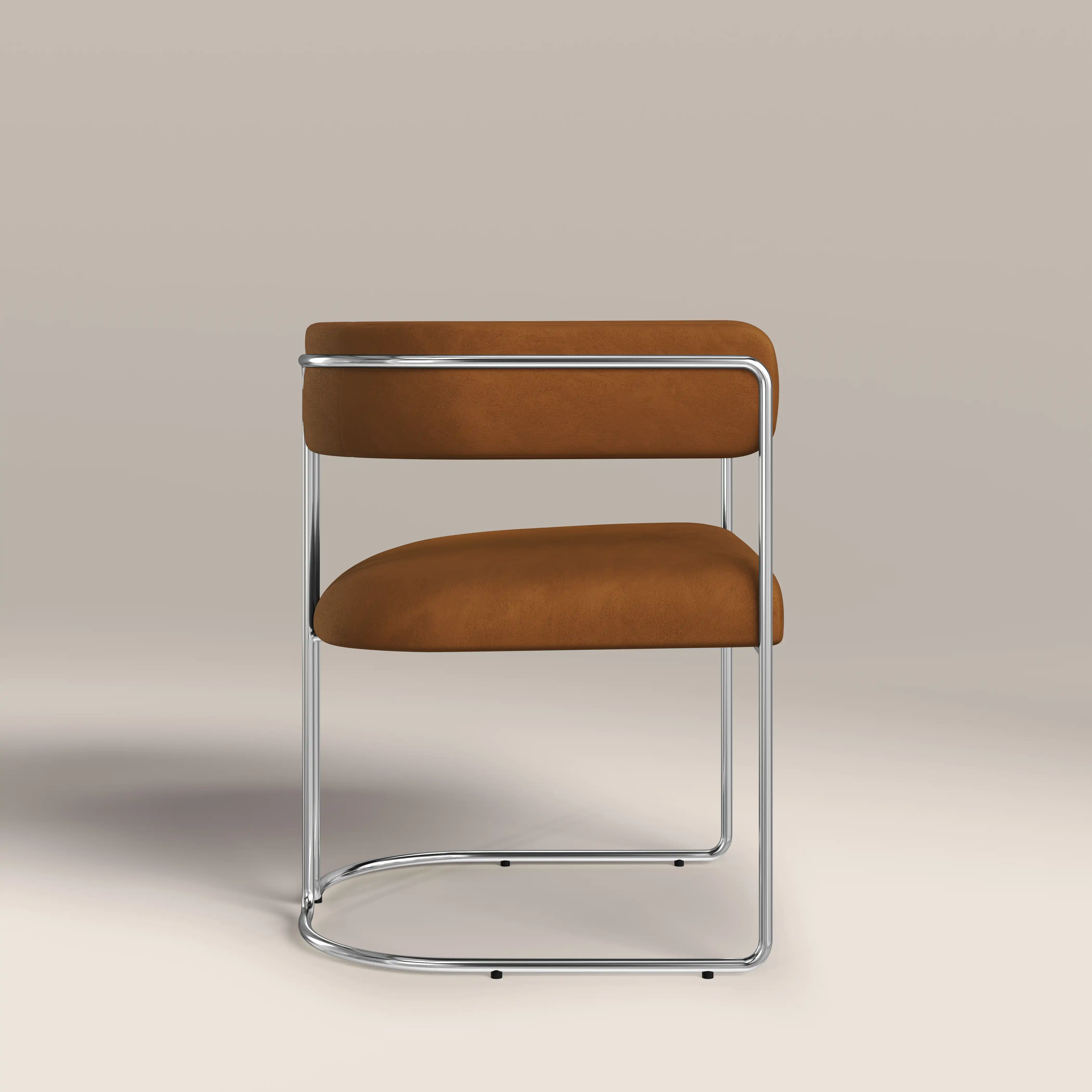 Juliana Carver Dining Chair | Caramel Brown Sustainable Mohair Velvet & Chrome - Image 5
