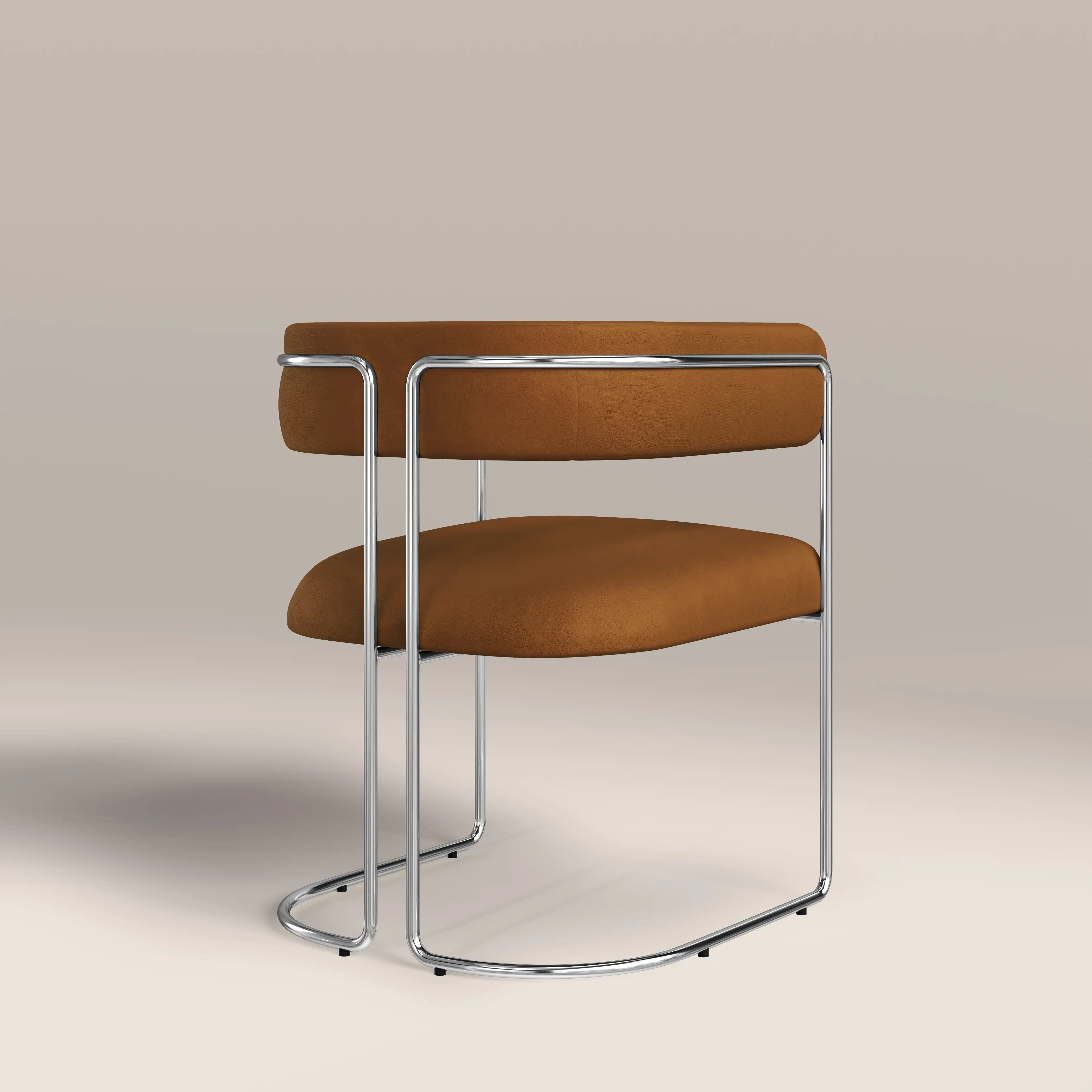 Juliana Carver Dining Chair | Caramel Brown Sustainable Mohair Velvet & Chrome - Image 6