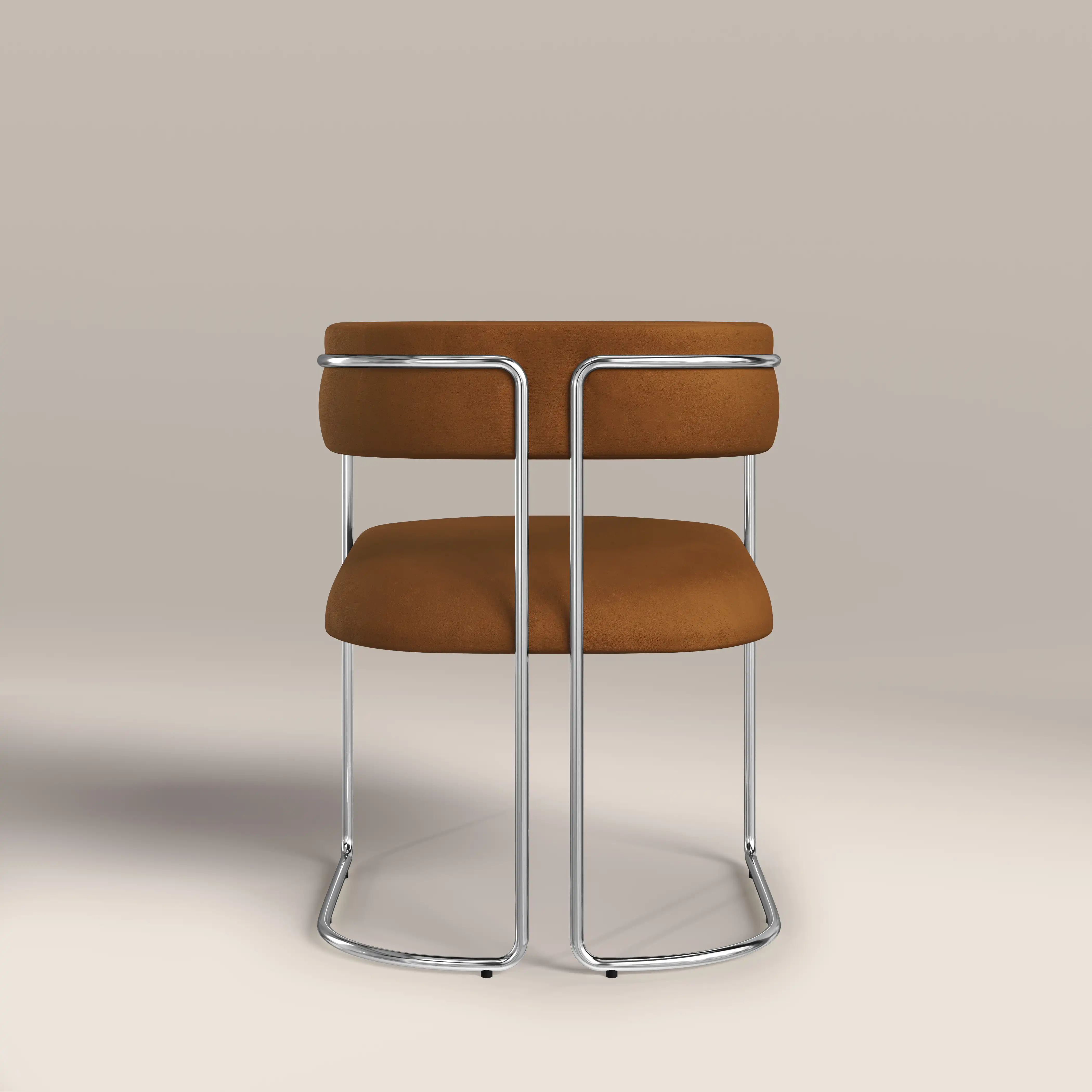 Juliana Carver Dining Chair | Caramel Brown Sustainable Mohair Velvet & Chrome - Image 7