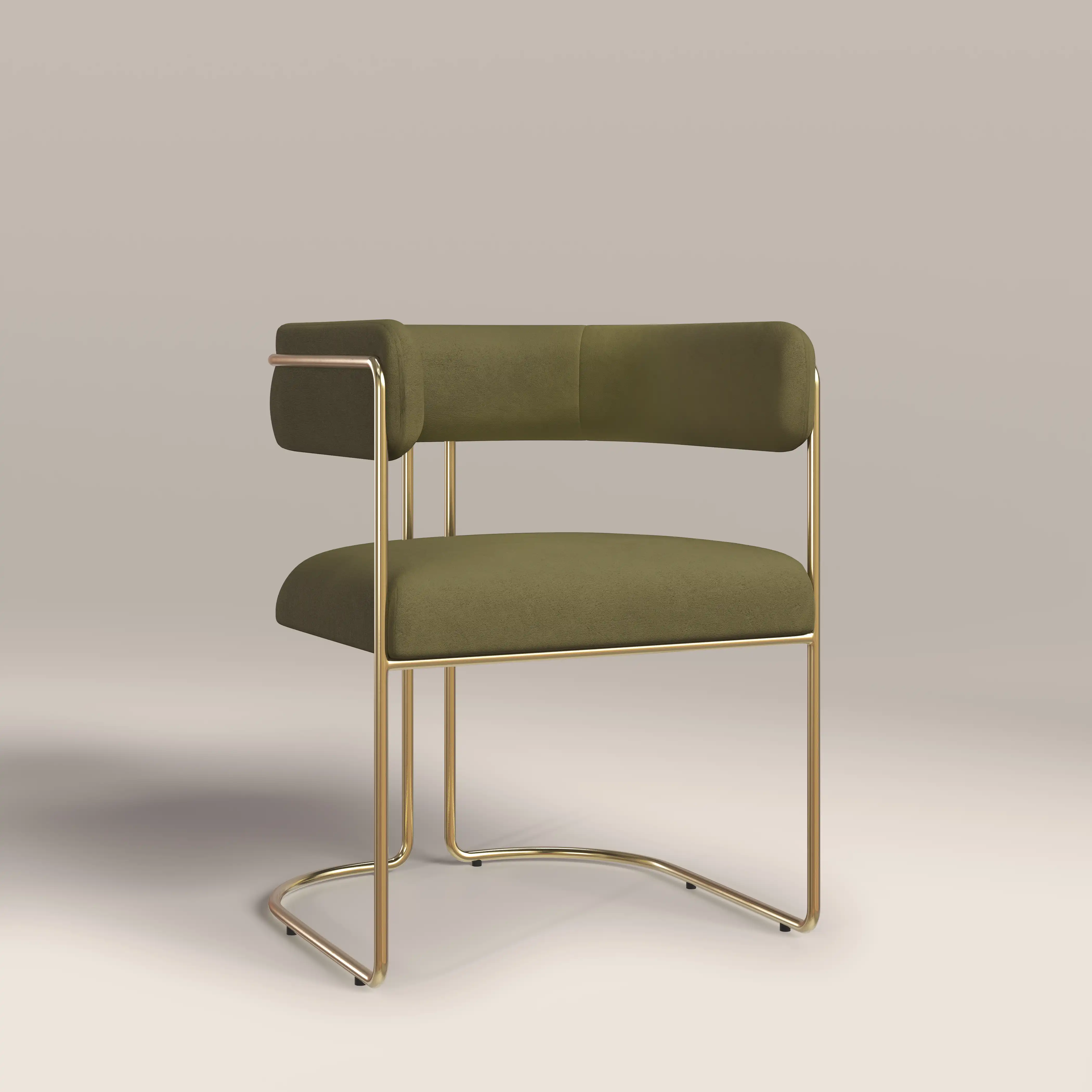 Juliana Carver Dining Chair | Moss Green Sustainable Mohair Velvet & Brass - Image 2