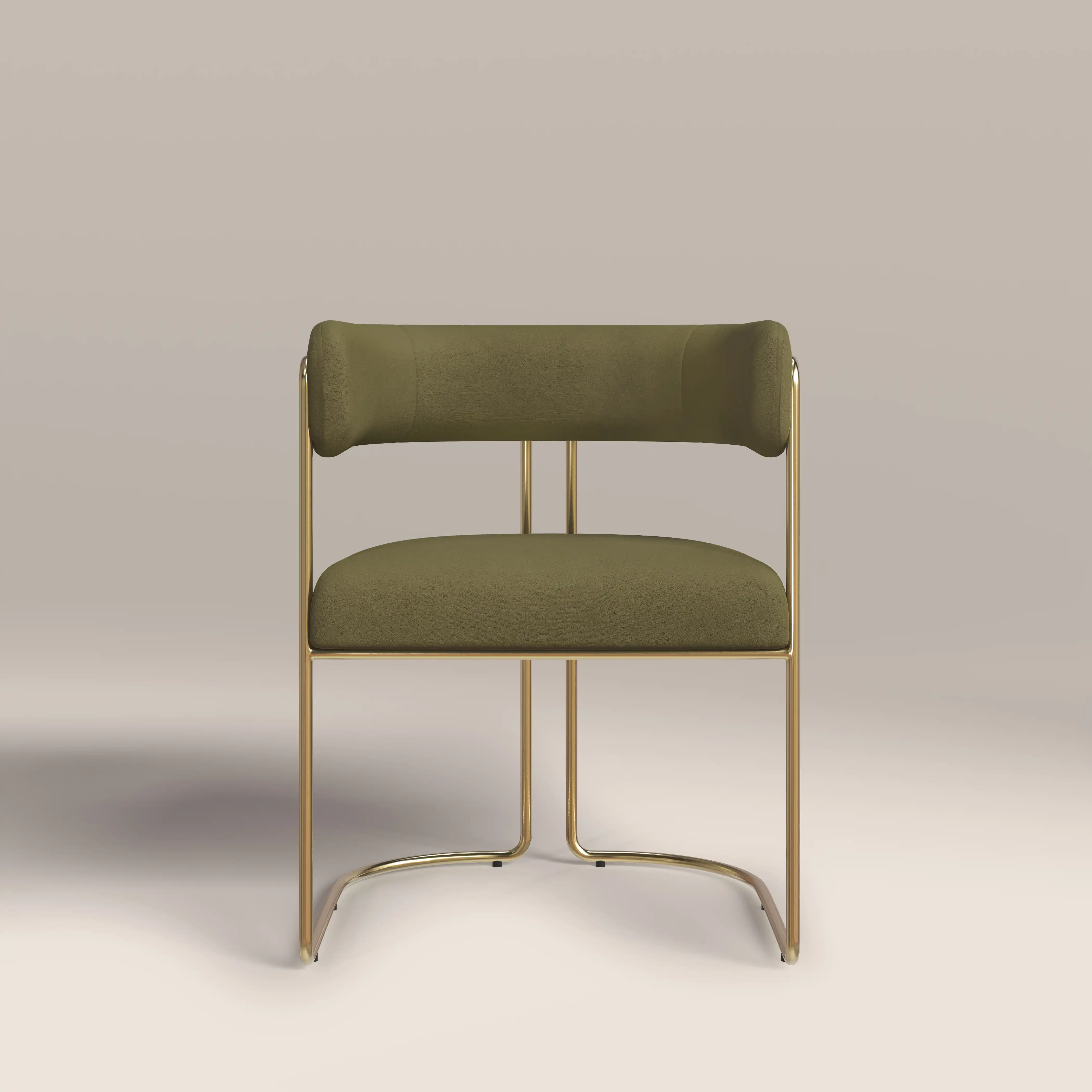 Juliana Carver Dining Chair | Moss Green Sustainable Mohair Velvet & Brass - Image 3