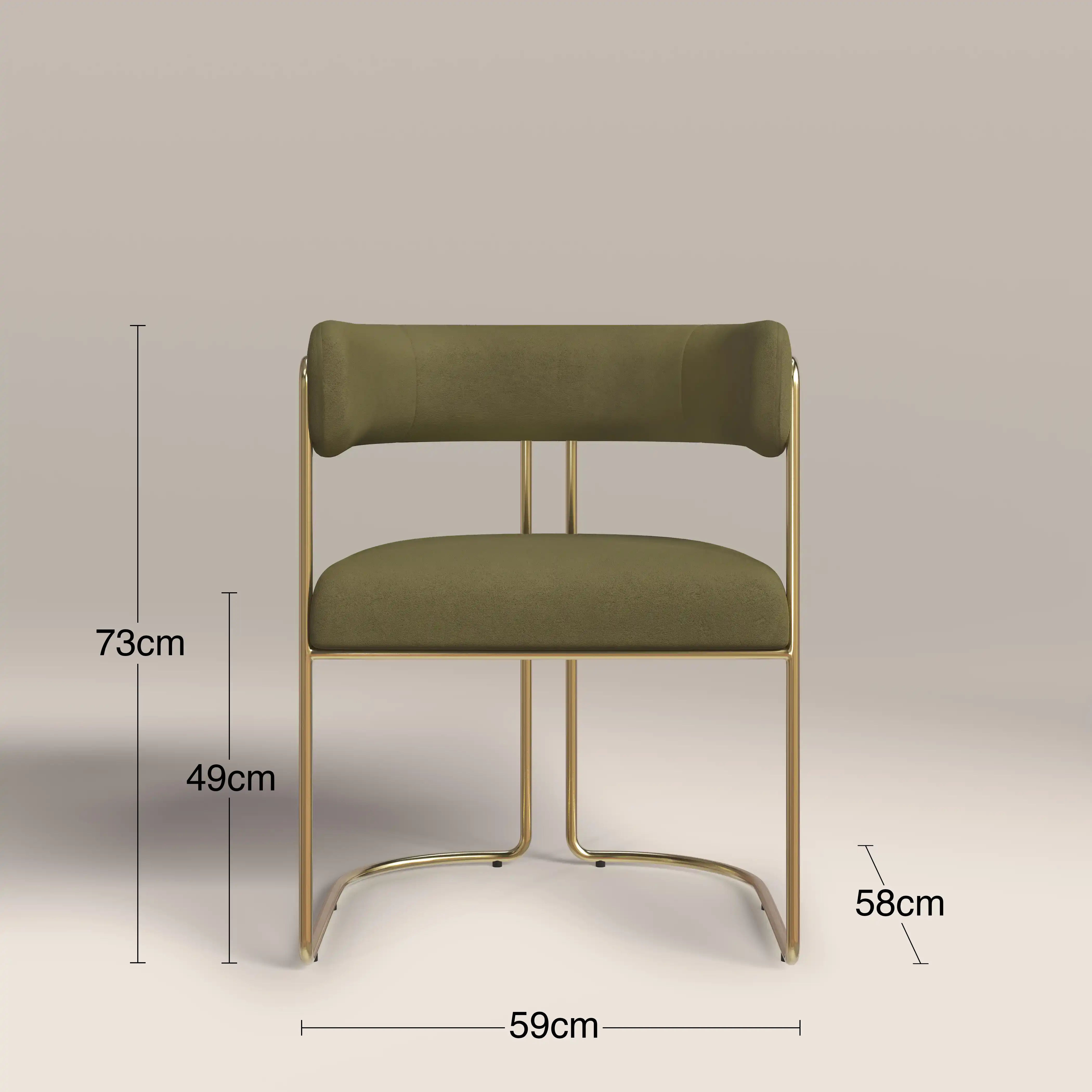 Juliana Carver Dining Chair | Moss Green Sustainable Mohair Velvet & Brass - Image 8