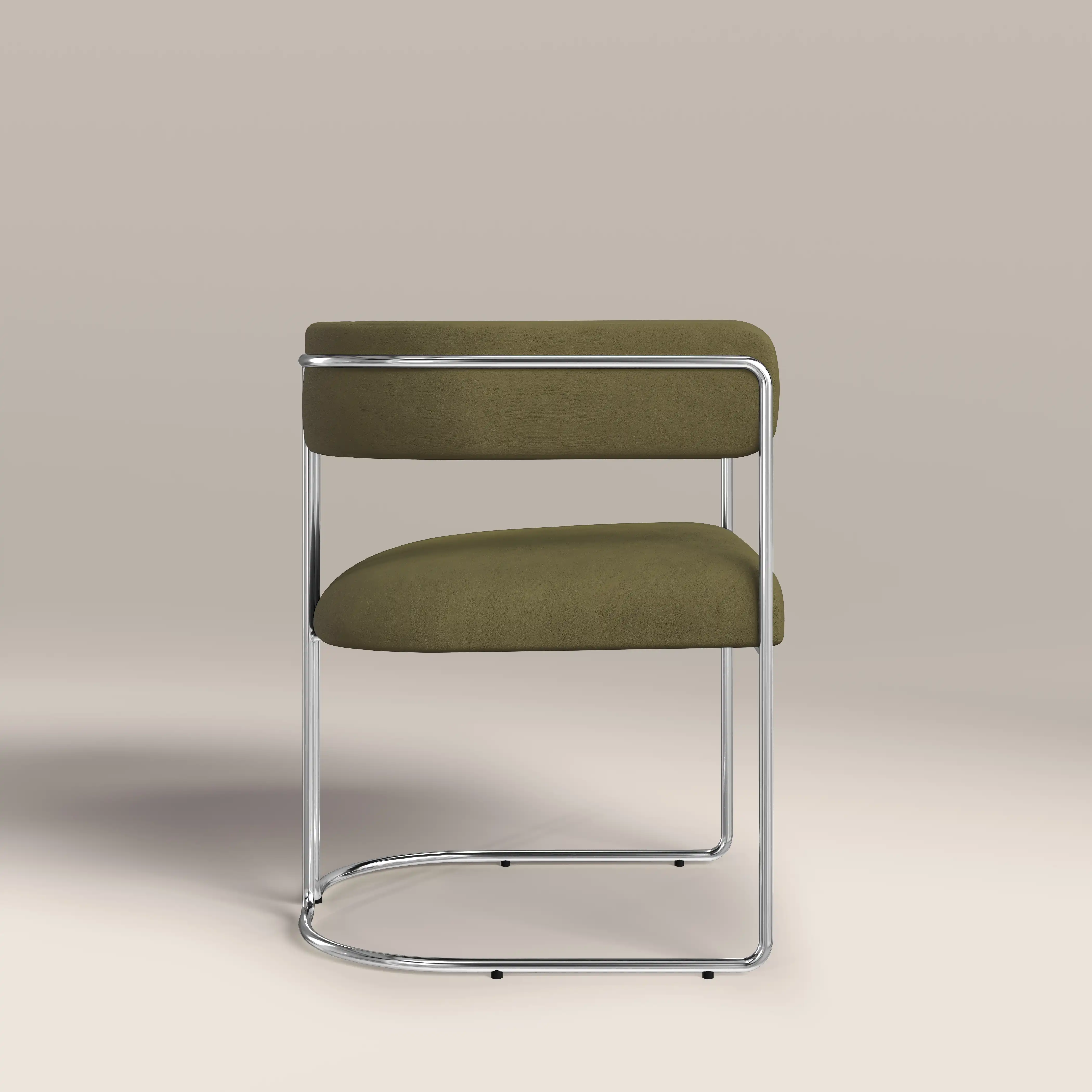 Juliana Carver Dining Chair | Moss Green Sustainable Mohair Velvet & Chrome - Image 5