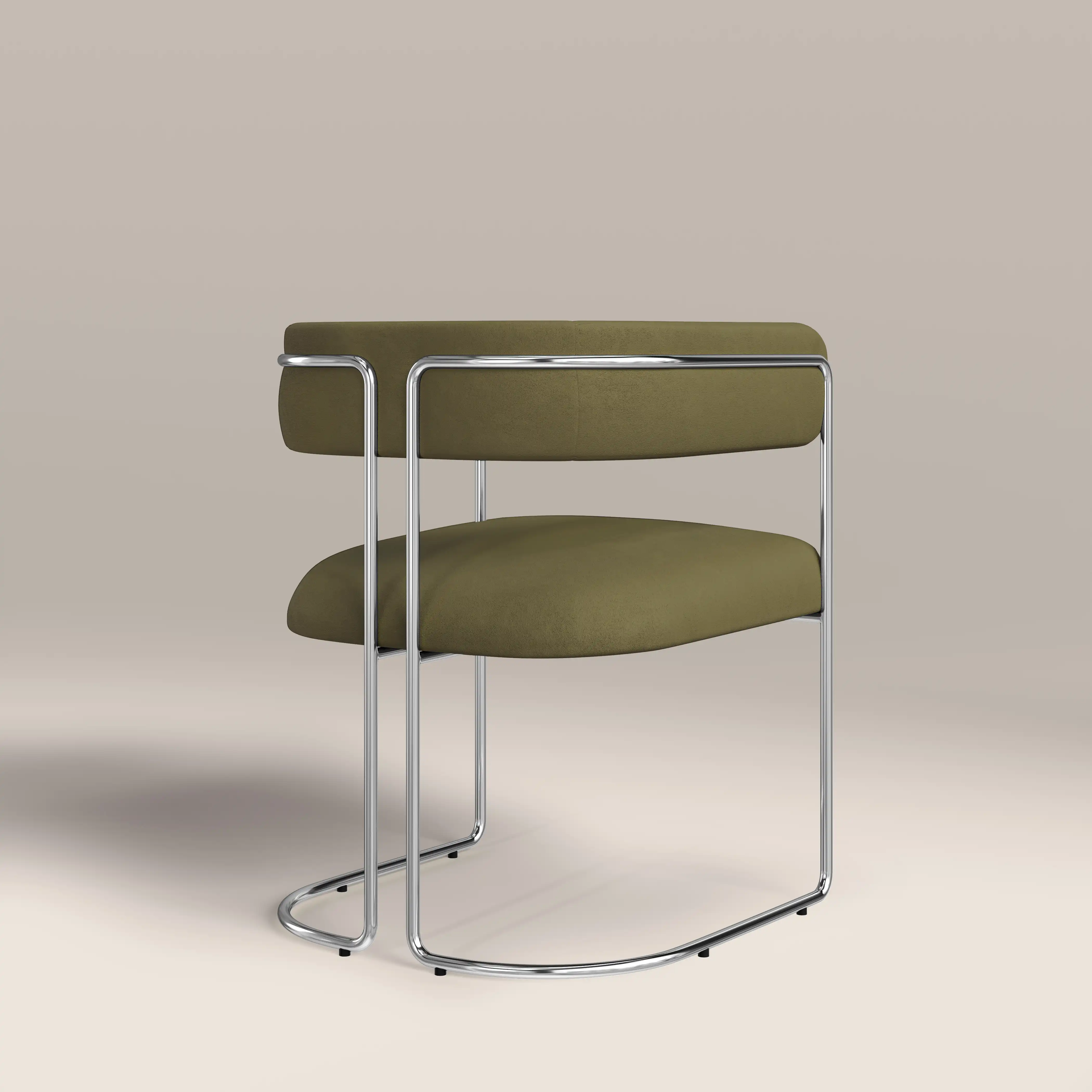 Juliana Carver Dining Chair | Moss Green Sustainable Mohair Velvet & Chrome - Image 6