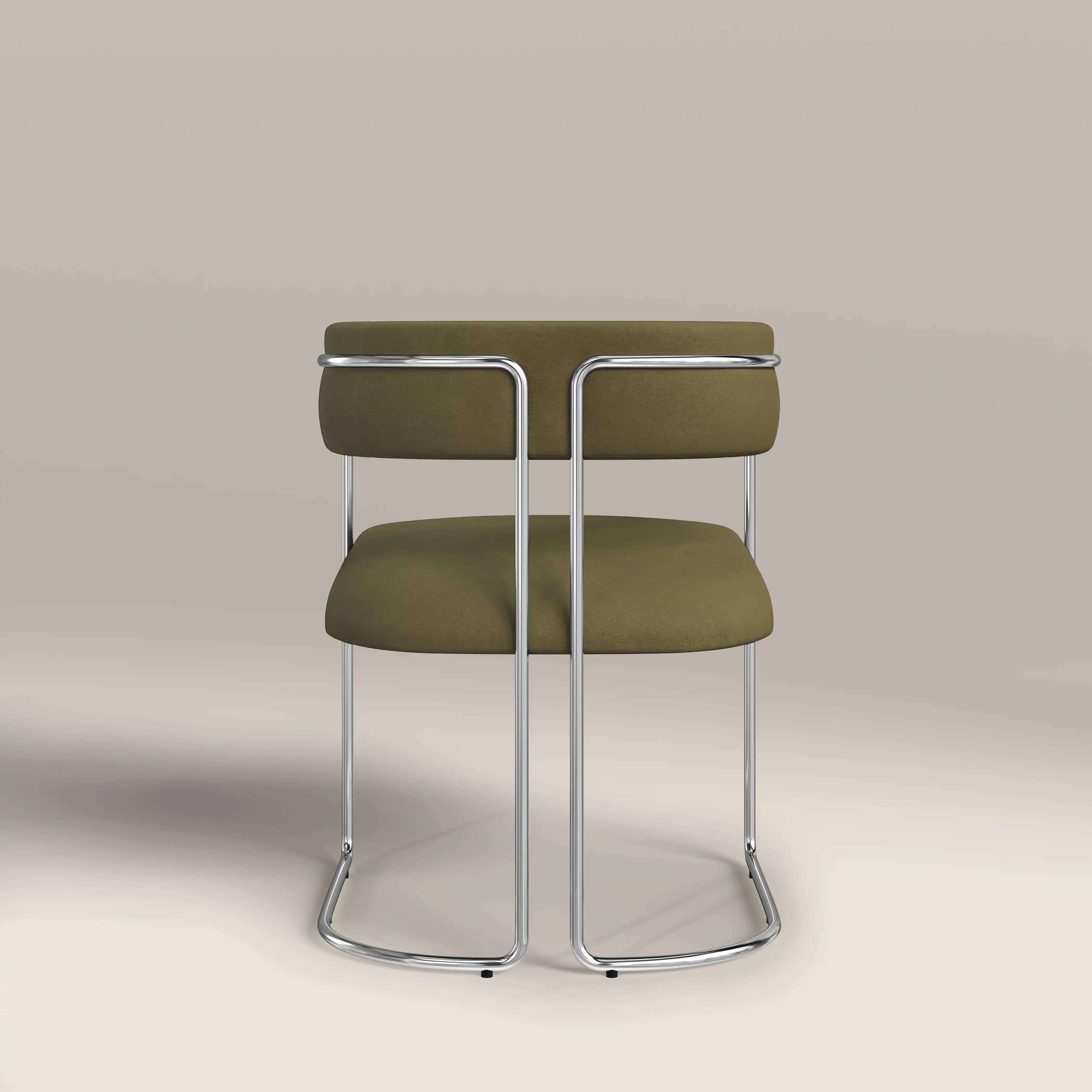 Juliana Carver Dining Chair | Moss Green Sustainable Mohair Velvet & Chrome - Image 7