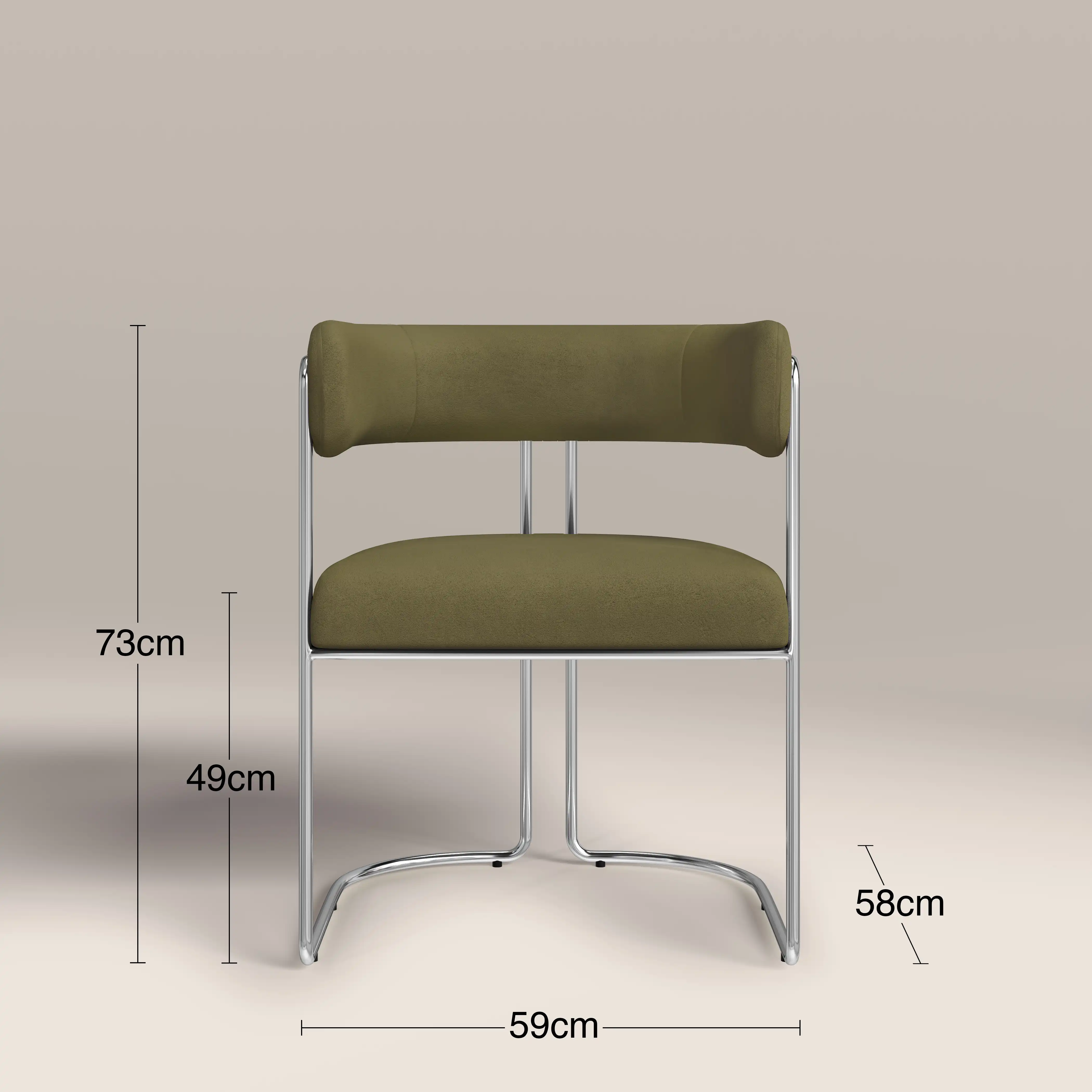 Juliana Carver Dining Chair | Moss Green Sustainable Mohair Velvet & Chrome - Image 8
