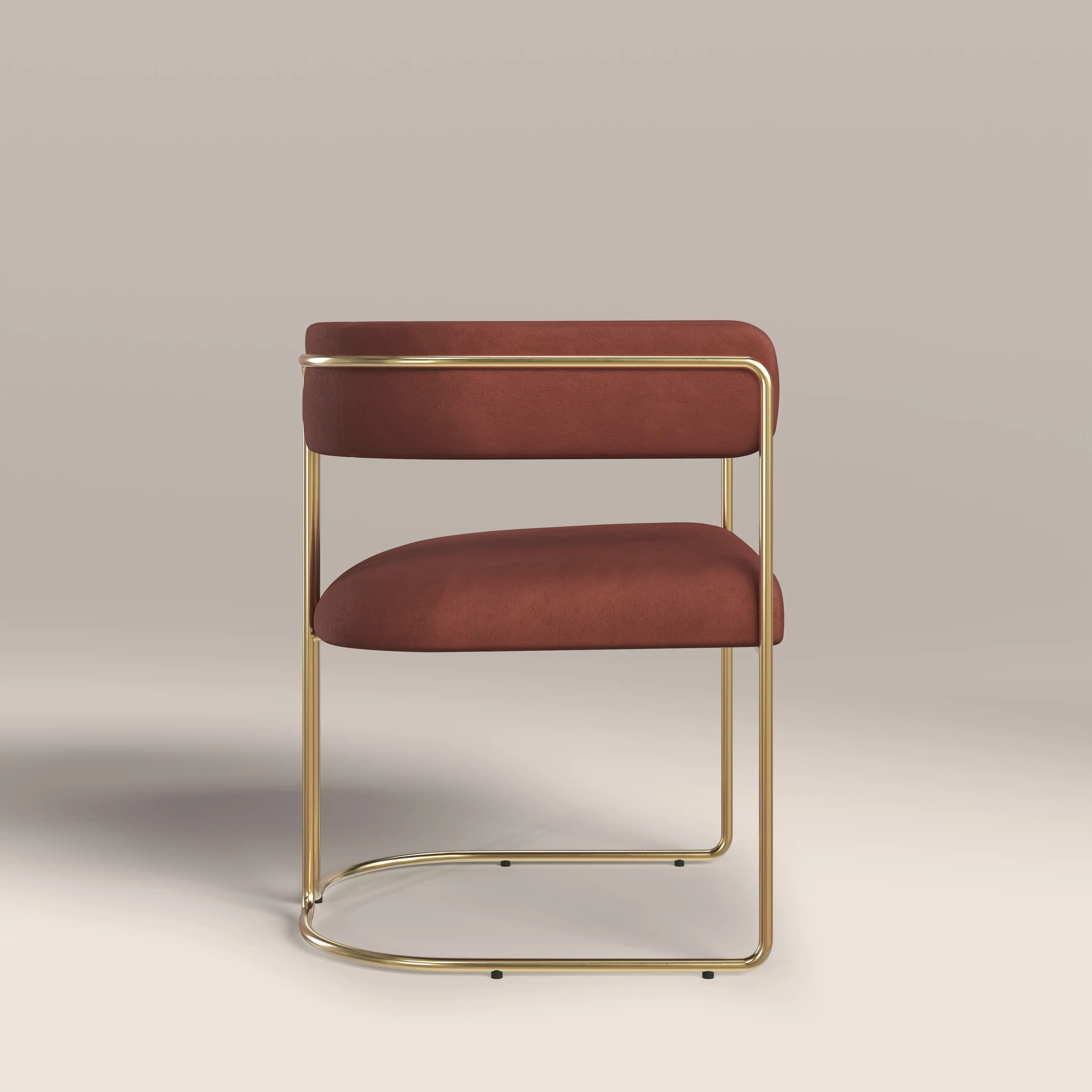 Juliana Carver Dining Chair | Rust Red Sustainable Velvet & Brass - Image 4