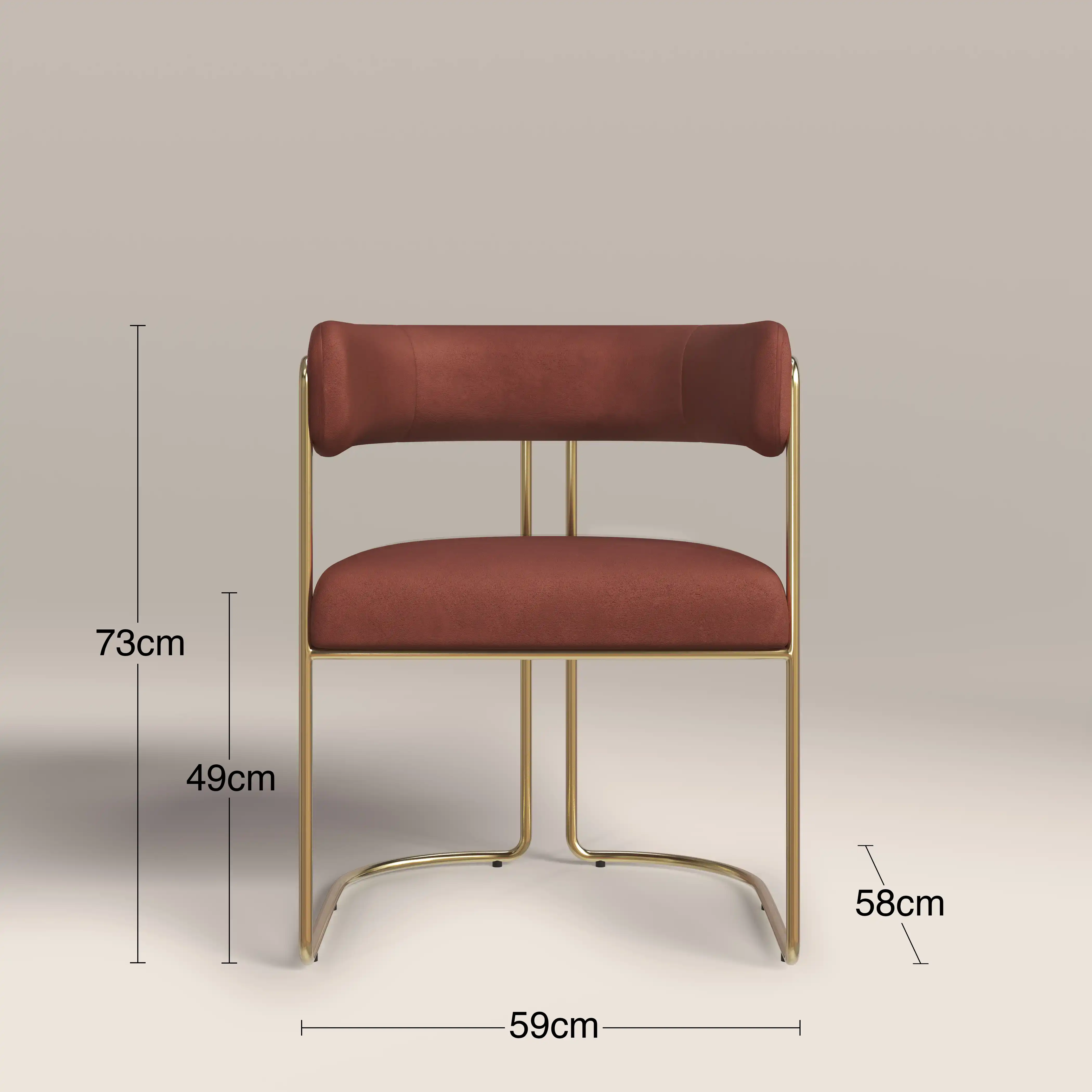 Juliana Carver Dining Chair | Rust Red Sustainable Velvet & Brass - Image 7