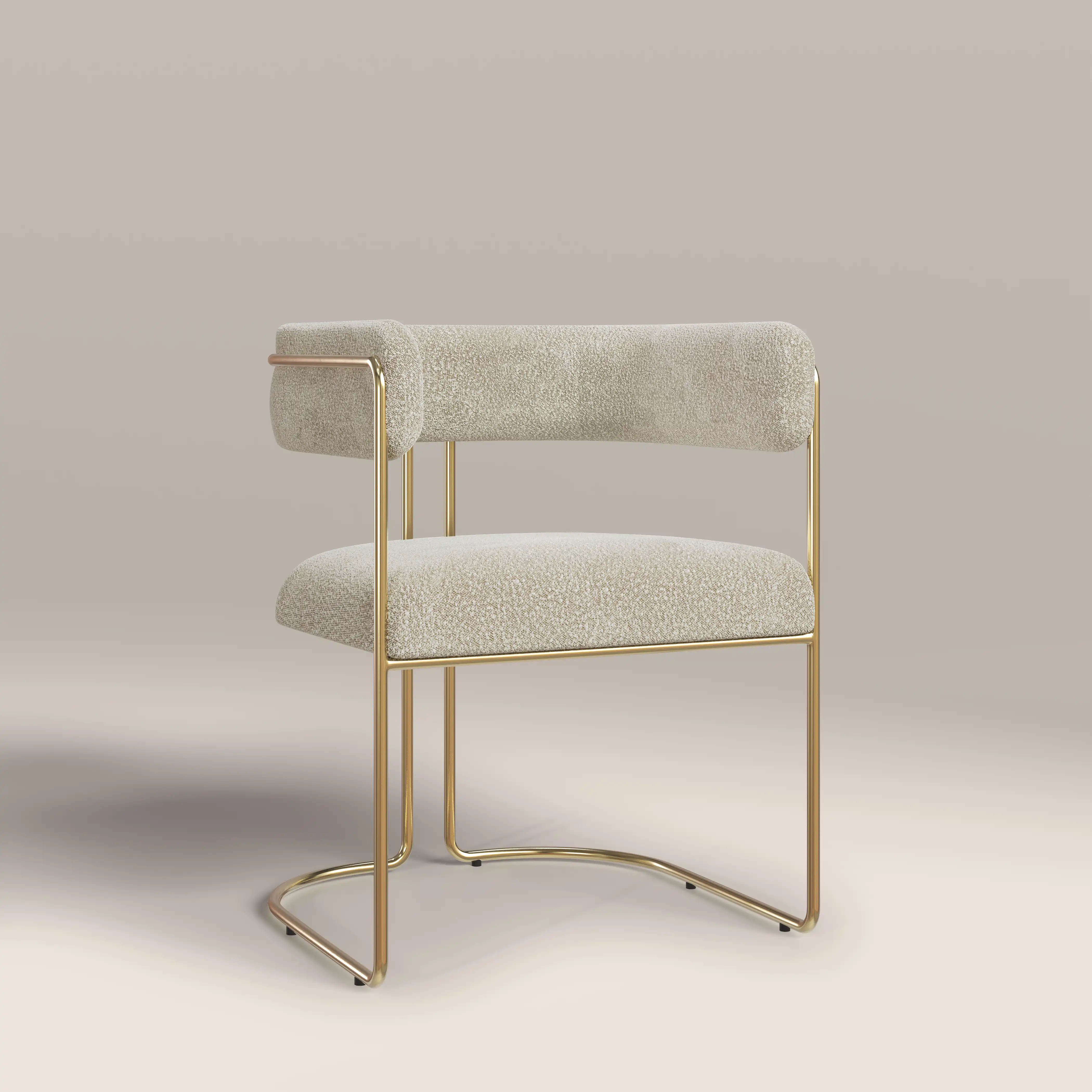 Juliana Carver Dining Chair | Speckled Stone Sustainable Boucle & Brass - Image 2