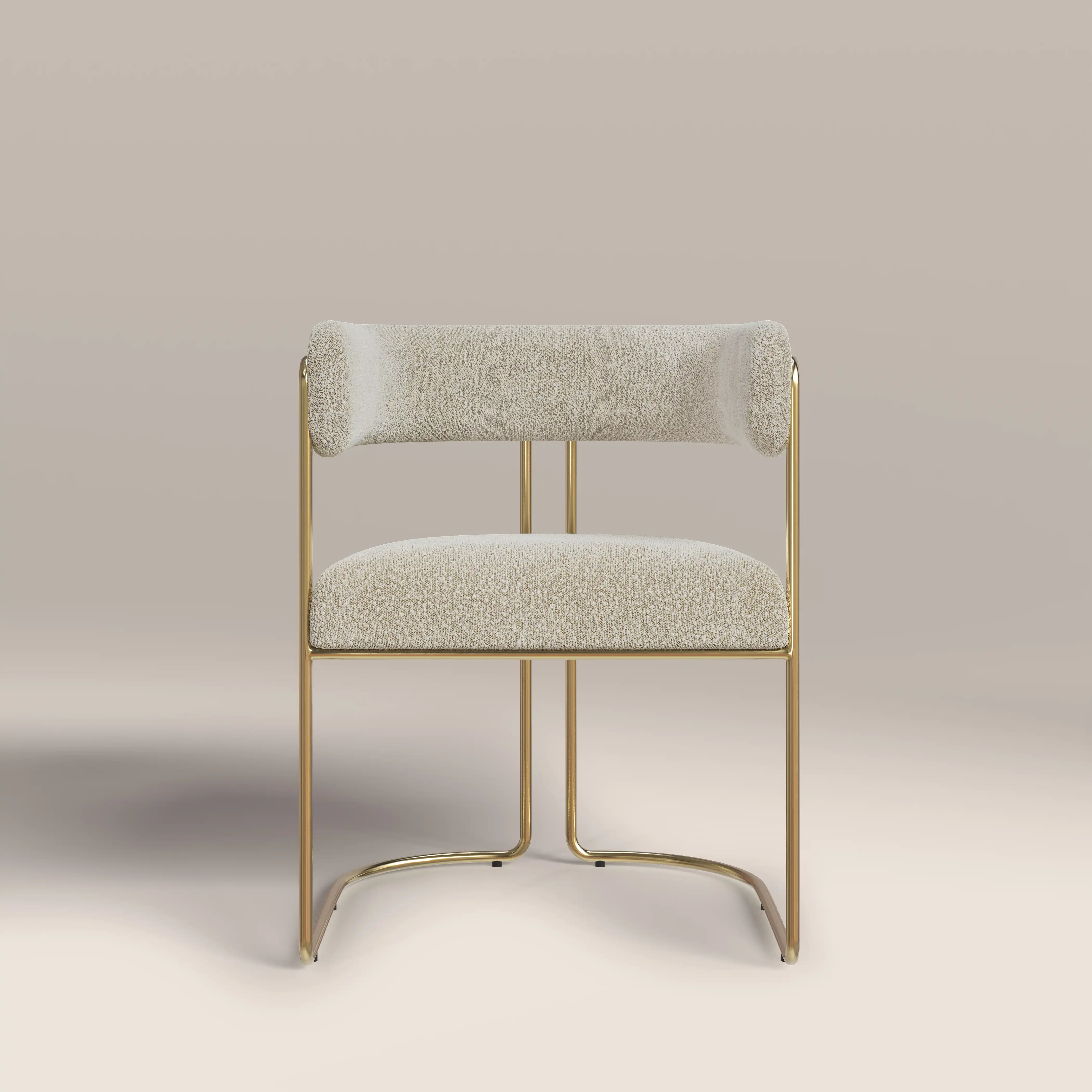 Juliana Carver Dining Chair | Speckled Stone Sustainable Boucle & Brass - Image 3
