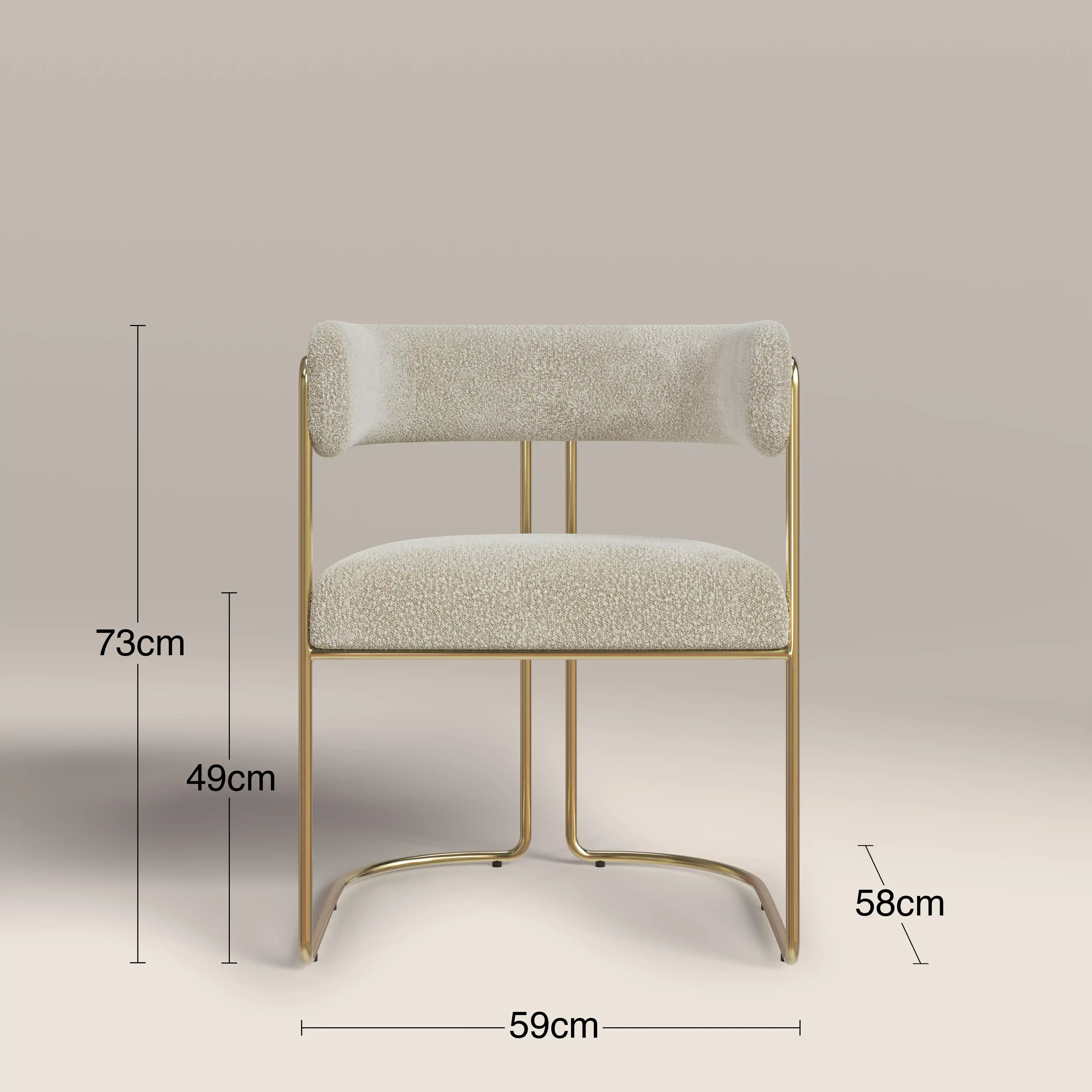 Juliana Carver Dining Chair | Speckled Stone Sustainable Boucle & Brass - Image 8
