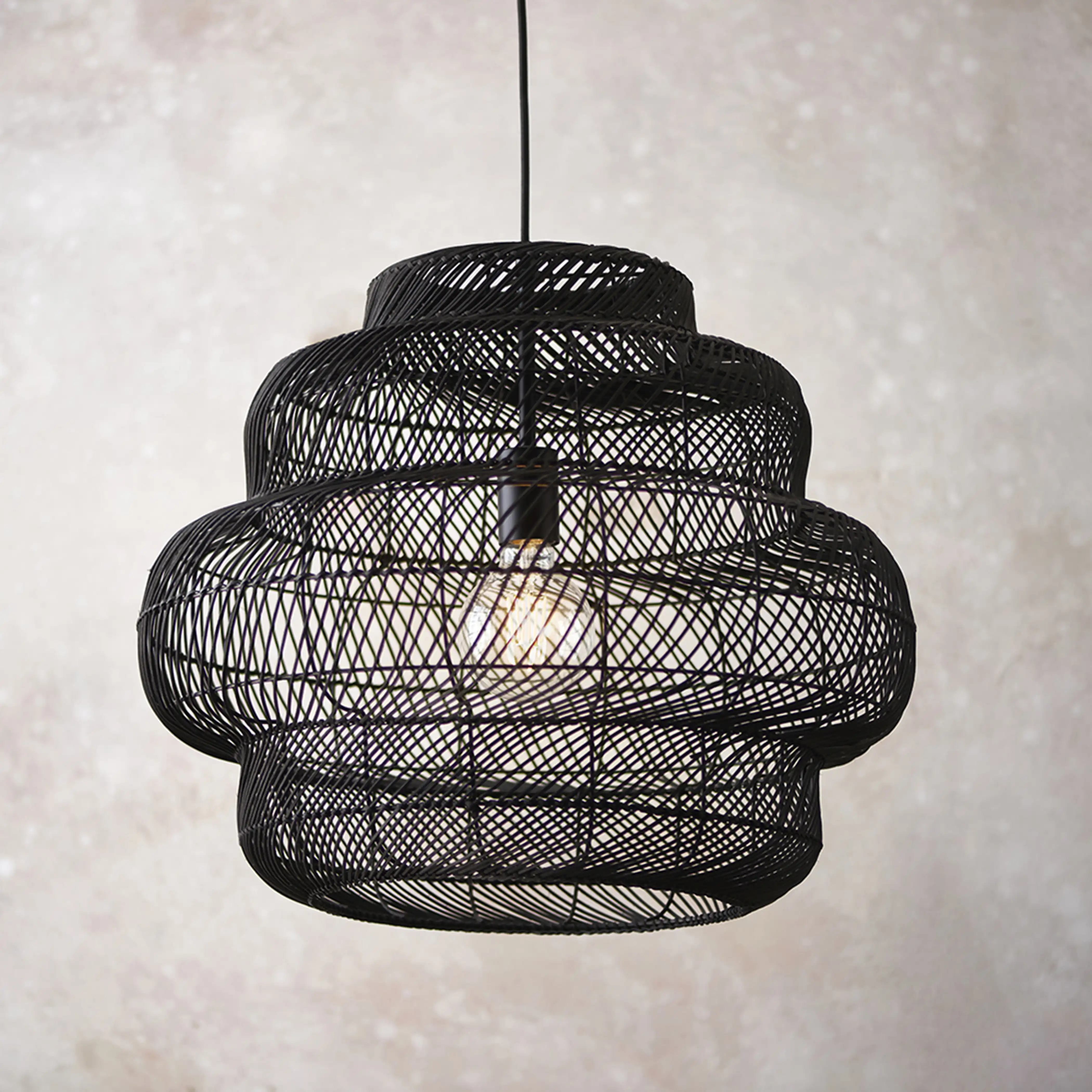 Karys Large Pendant Light | Black Rattan - Image 2