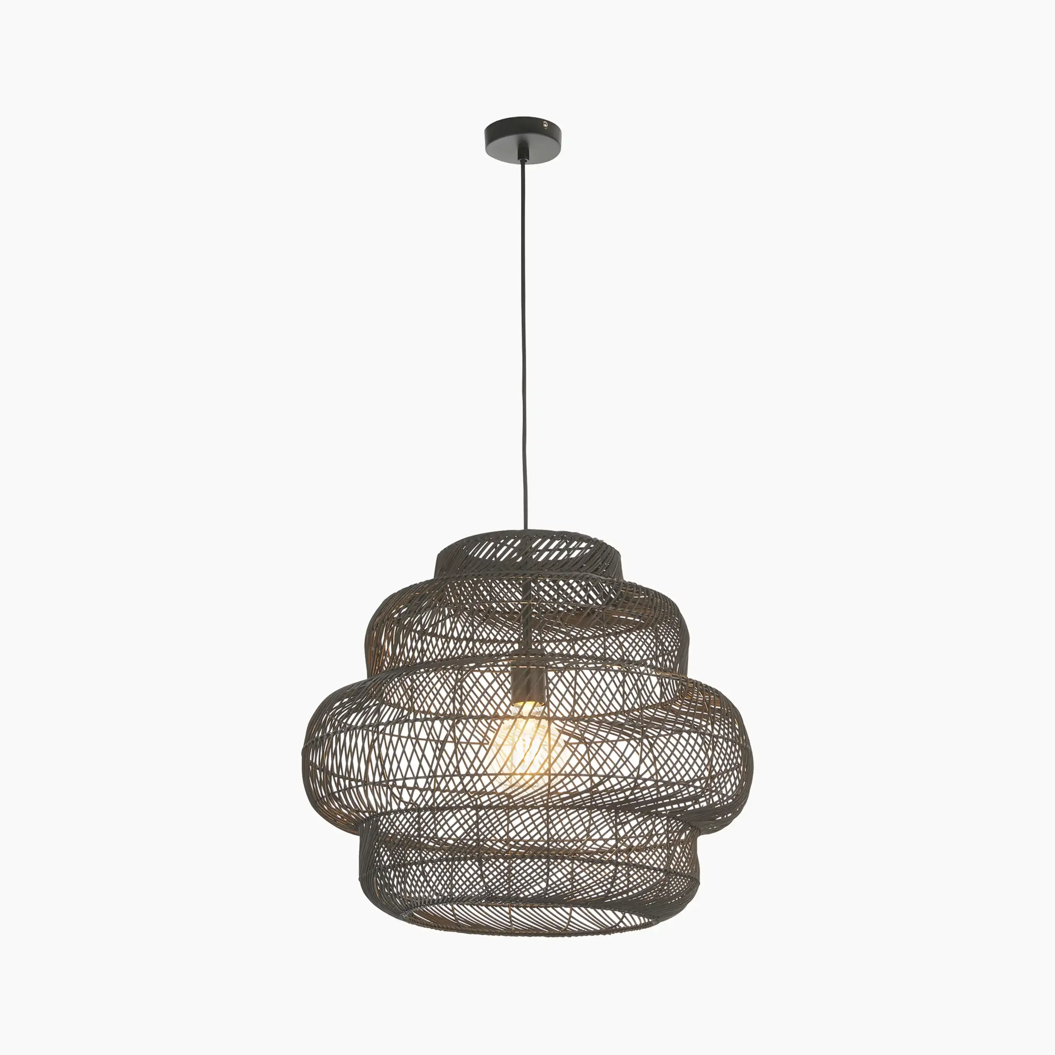 Karys Large Pendant Light | Black Rattan - Image 9