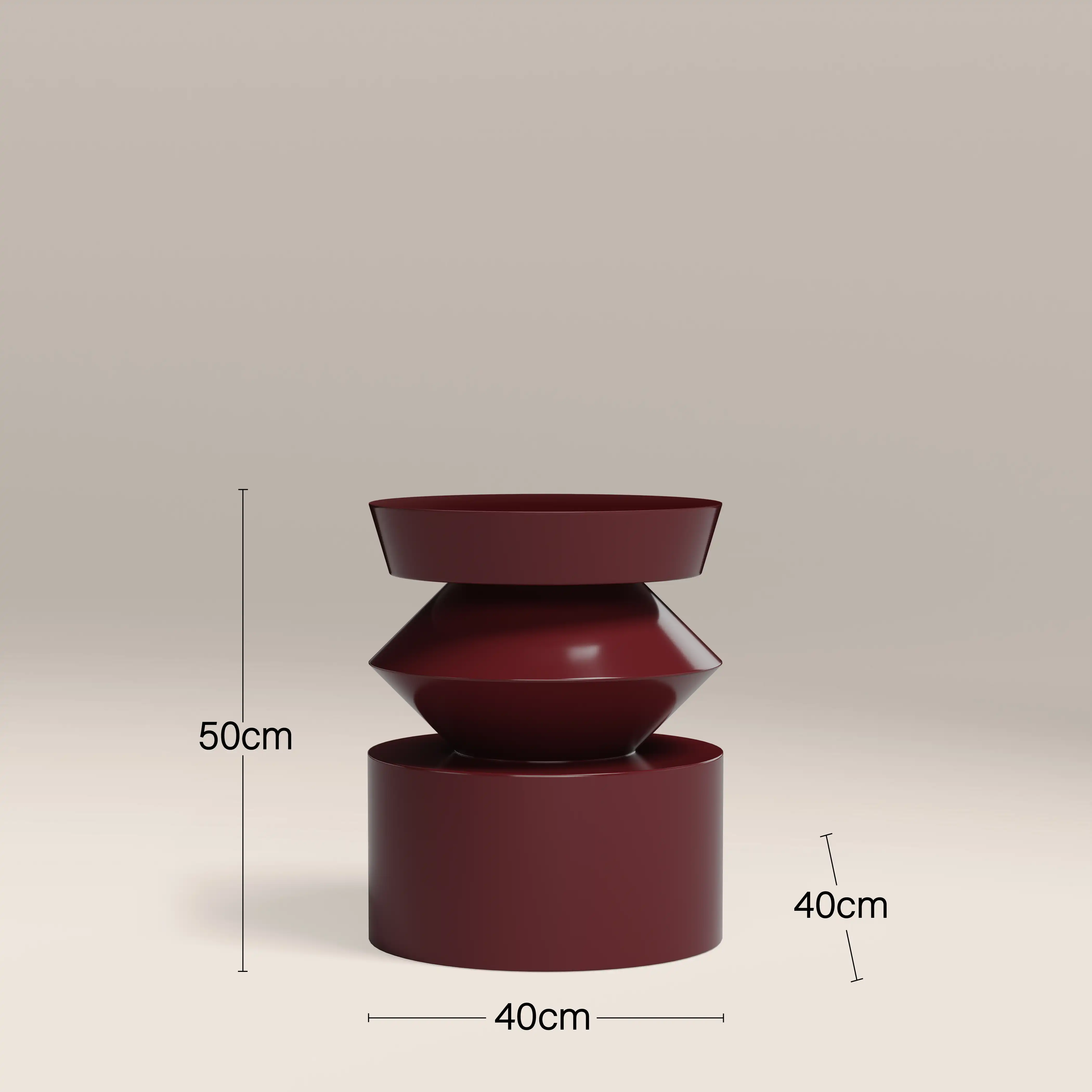Kayla Round Side Table | High Gloss Burgundy - Image 4