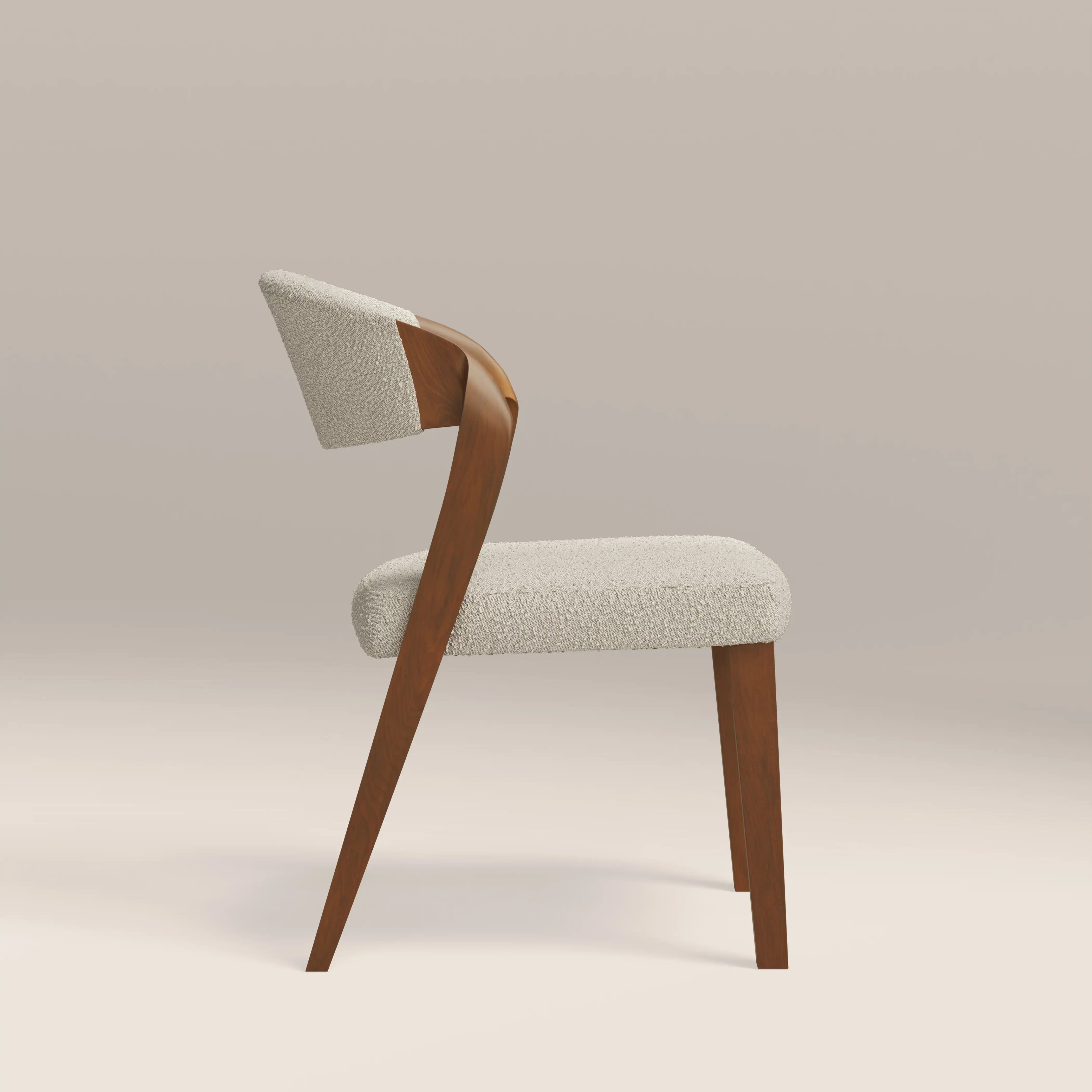 Kennedy Dining Chair | Speckled Stone Sustainable Boucle & Walnut - Image 5