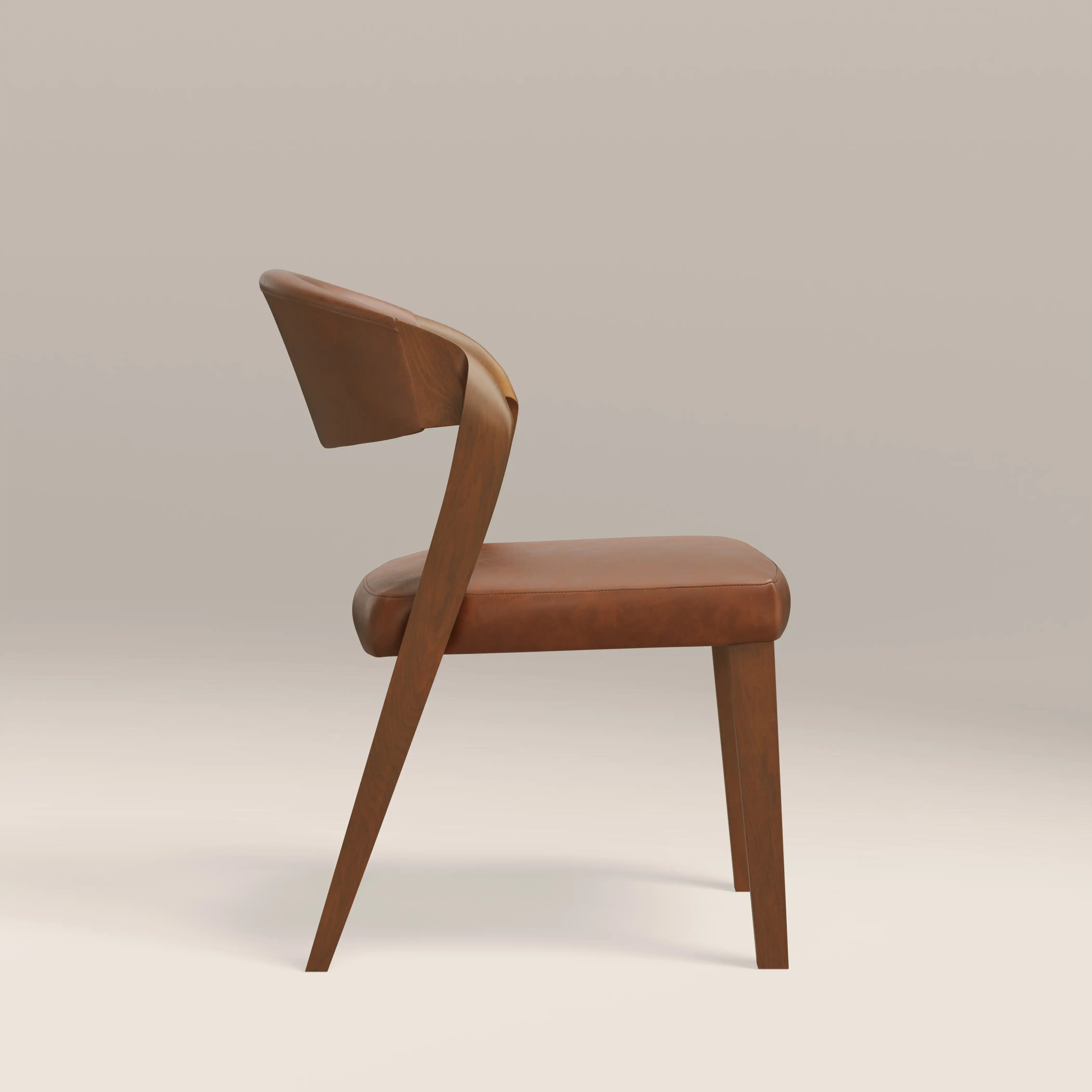 Kennedy Dining Chair | Vintage Tan Faux Leather & Walnut - Image 4