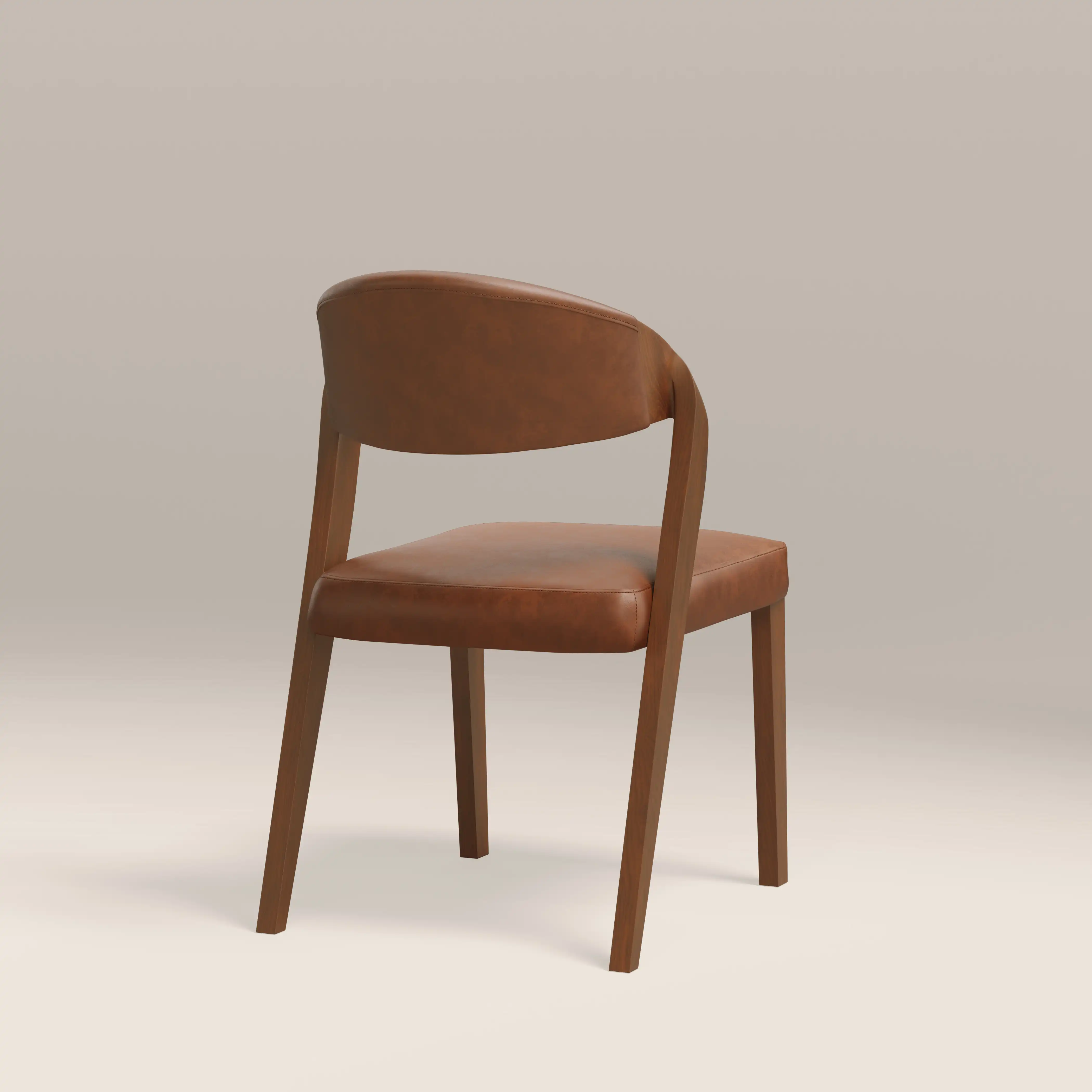 Kennedy Dining Chair | Vintage Tan Faux Leather & Walnut - Image 5