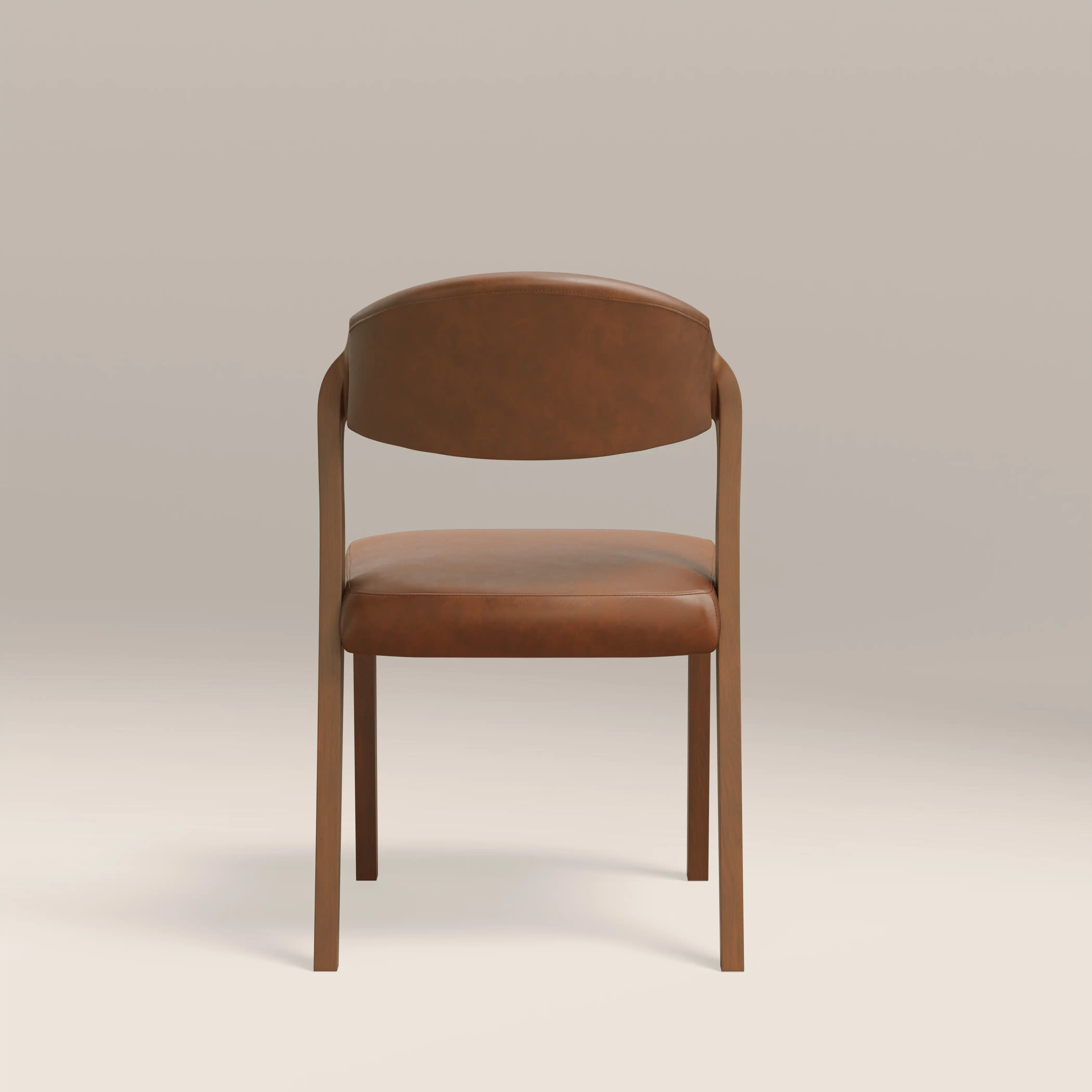 Kennedy Dining Chair | Vintage Tan Faux Leather & Walnut - Image 6