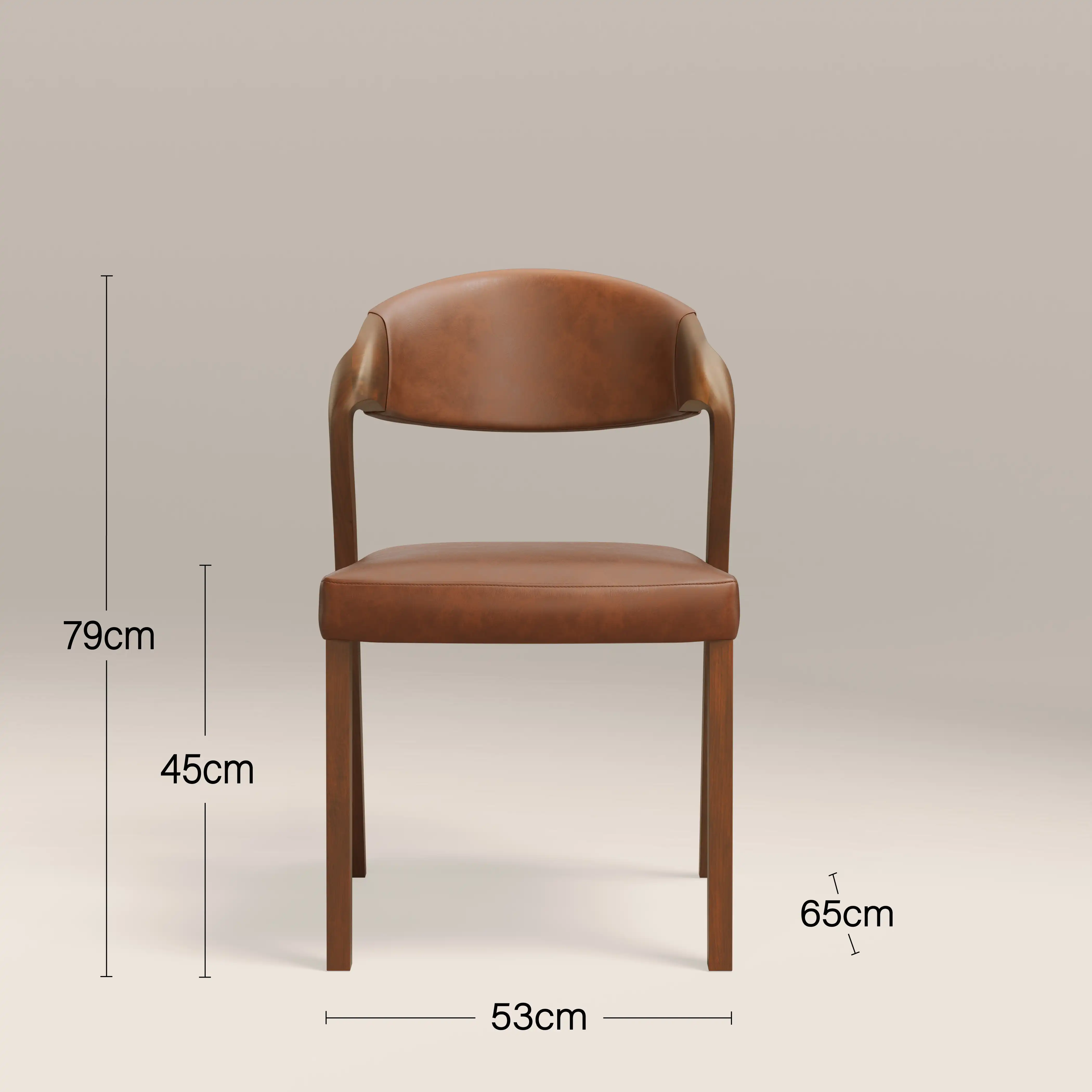 Kennedy Dining Chair | Vintage Tan Faux Leather & Walnut - Image 7