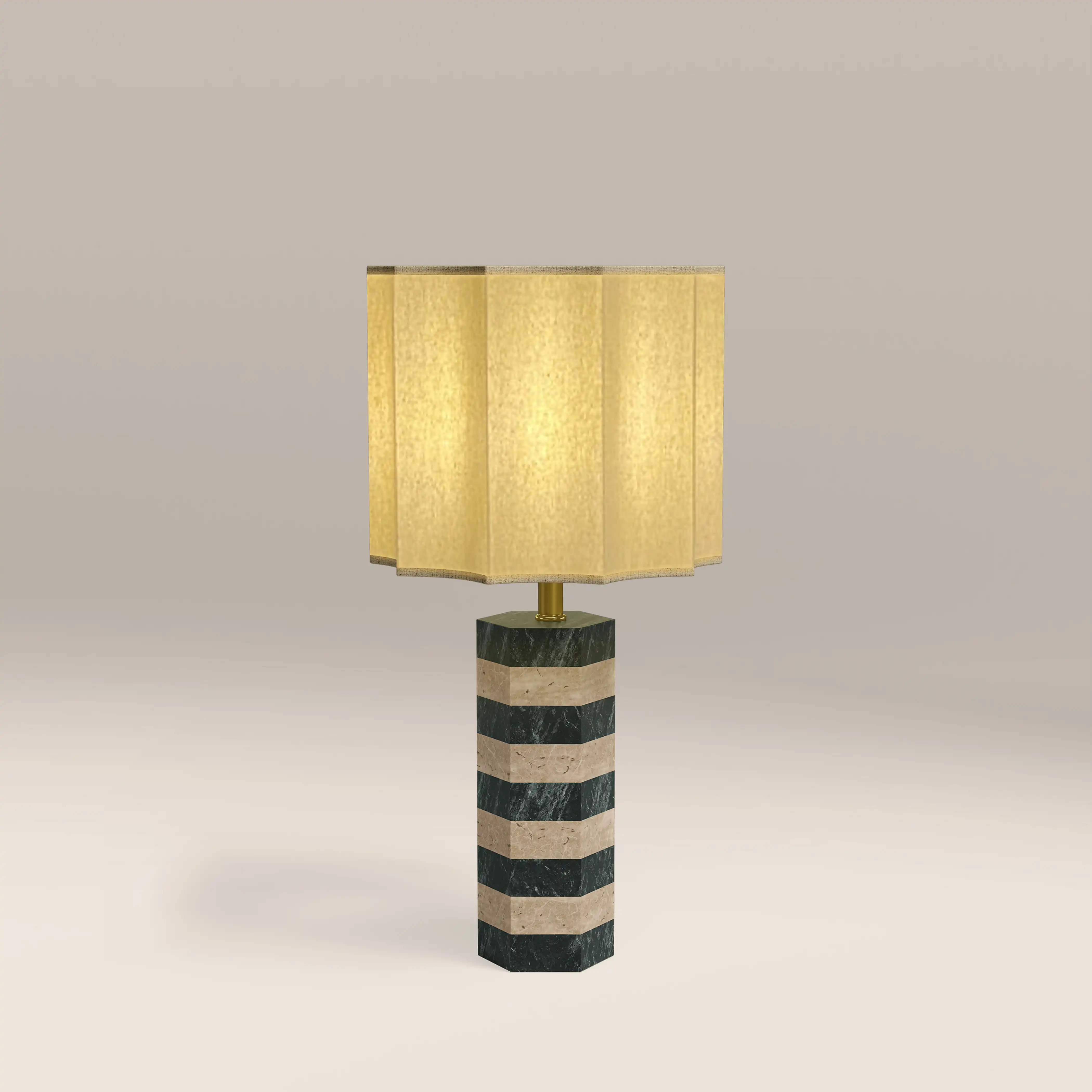 Kenny Table Lamp | Dark Green Marble & Natural Travertine - Image 3